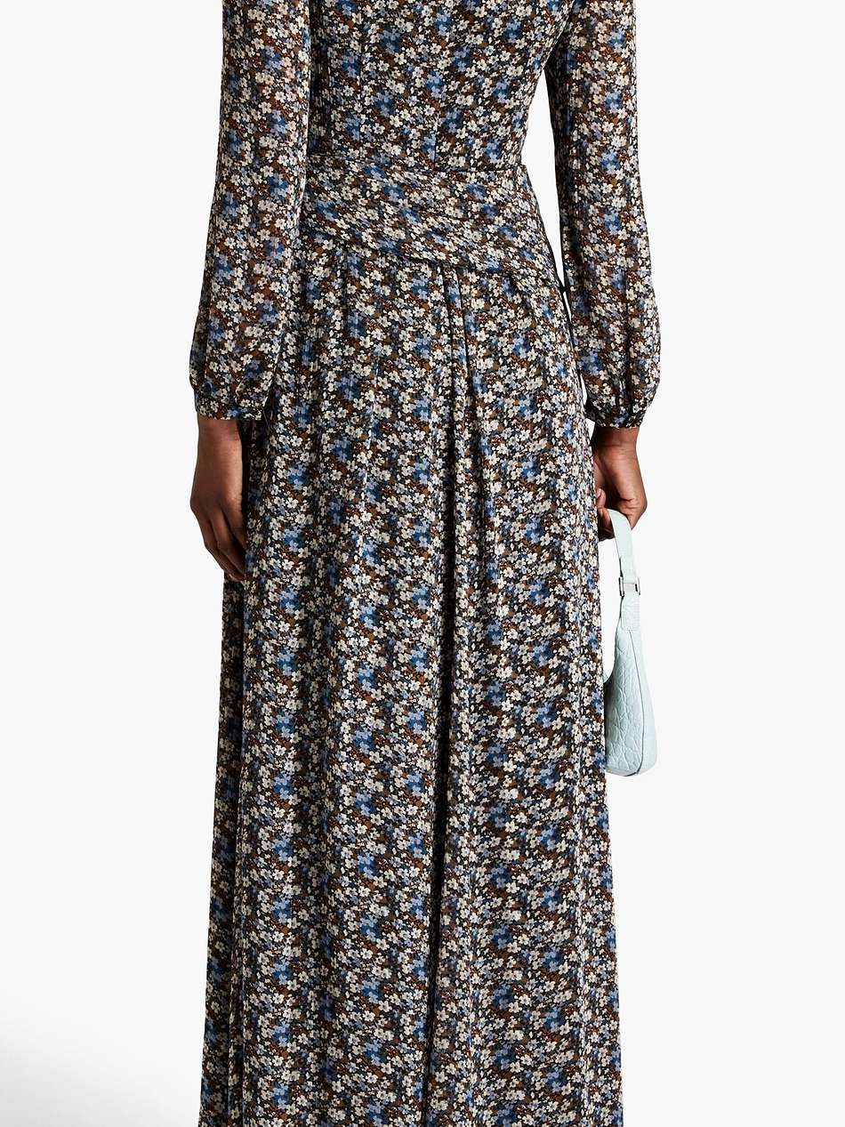 gathered floral-print georgette maxi dress