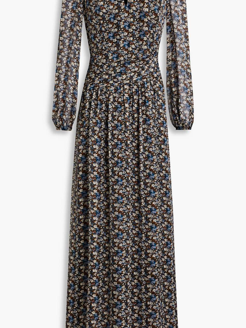 gathered floral-print georgette maxi dress