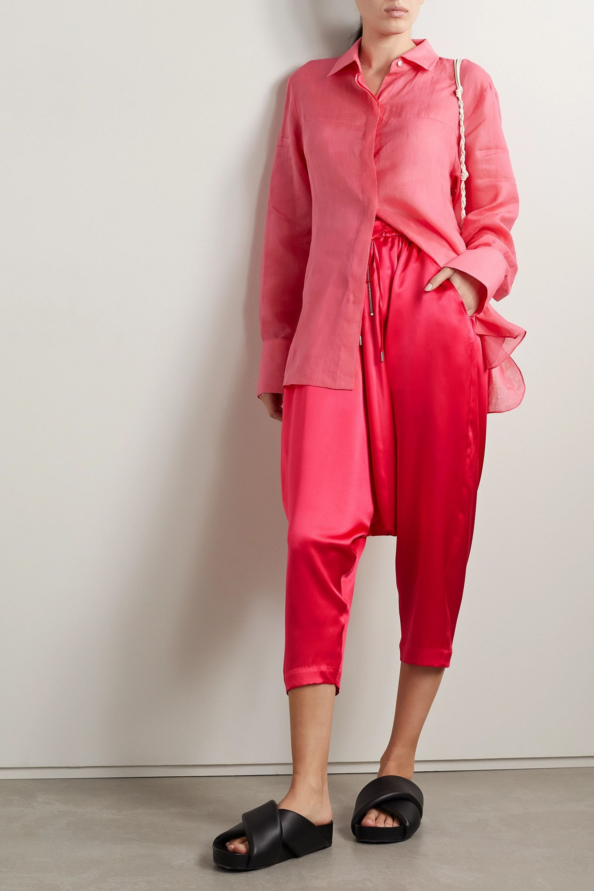 PARTOW Lyle cropped silk tapered pants