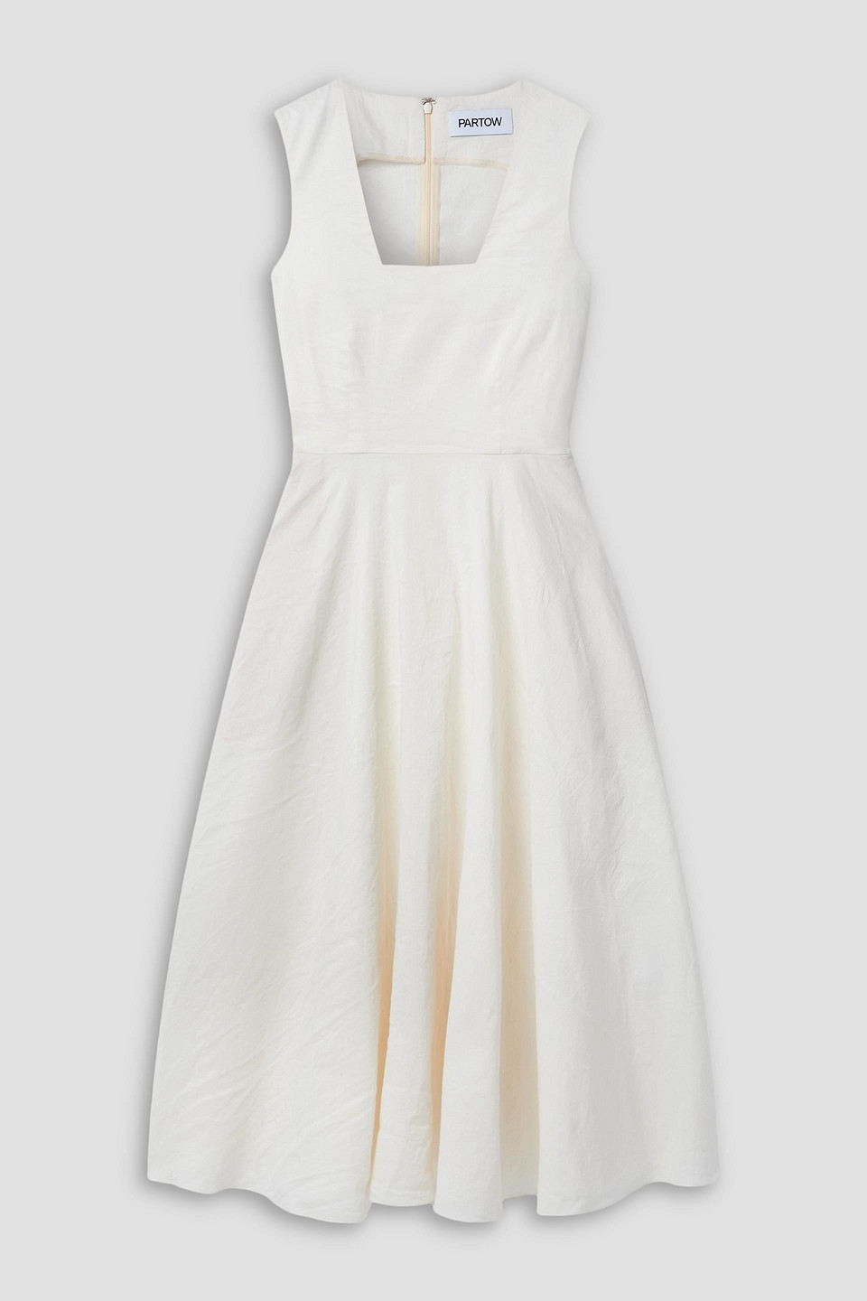 Partow Carina Crinkled Crepe Midi Dress In Ivory