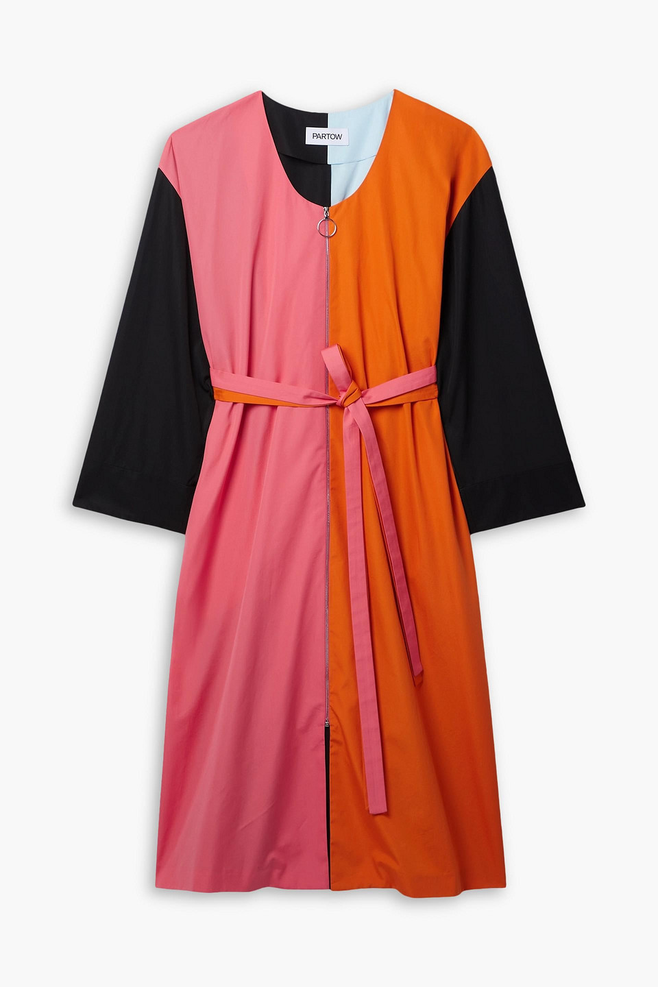 Partow Andy Colorblock Long Sleeve Belted Midi Dress In Multicolor
