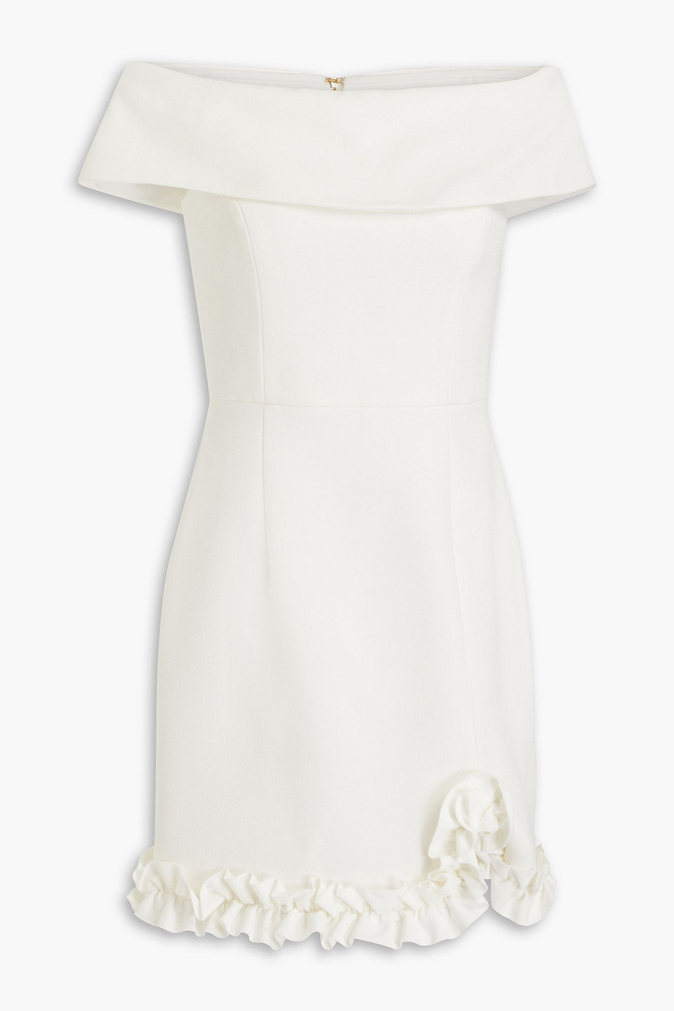 Rebecca Vallance Amina Ruffled Crepe Mini Dress In Ivory