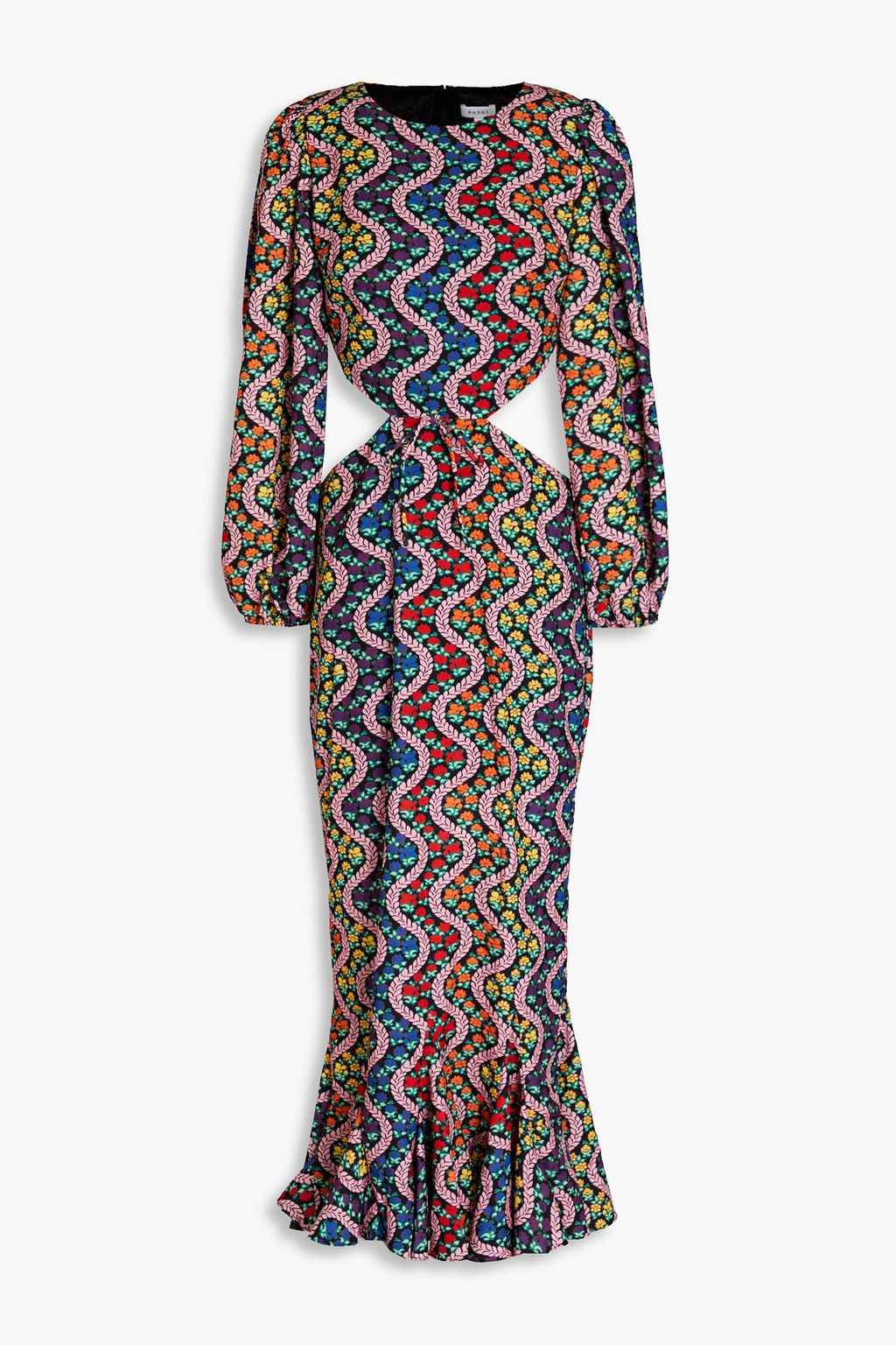 Chiara cutout printed crepe midi dress