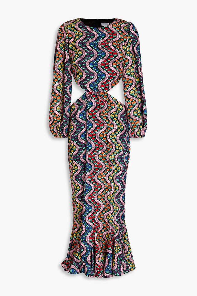 Chiara cutout printed crepe midi dress