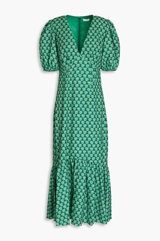 Ester gathered floral-print crepe midi dress