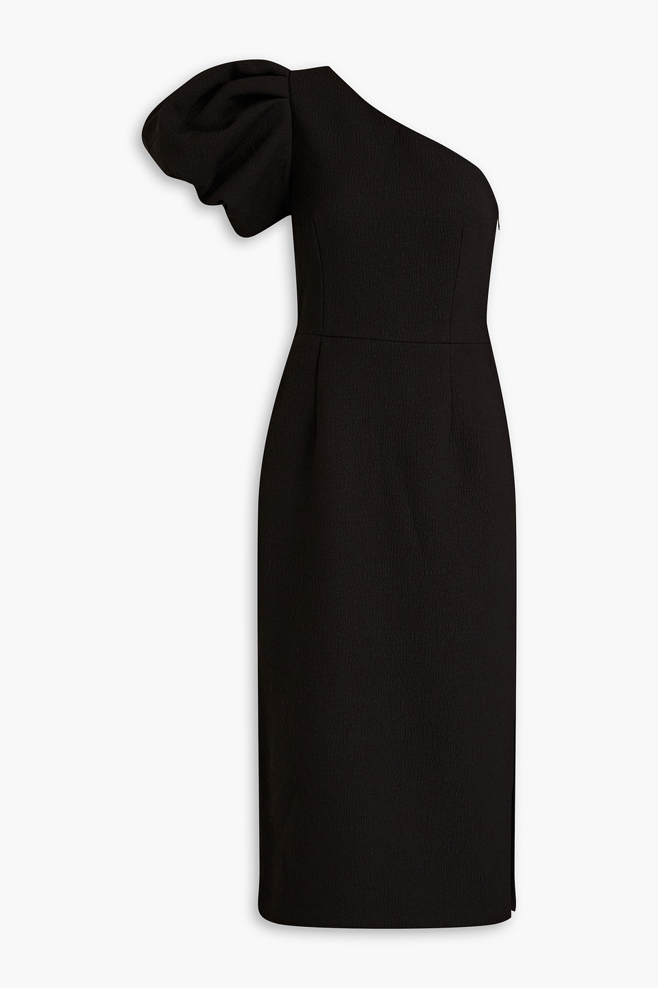 Shop Rebecca Vallance Andie One-shoulder Cloqué Midi Dress In Black