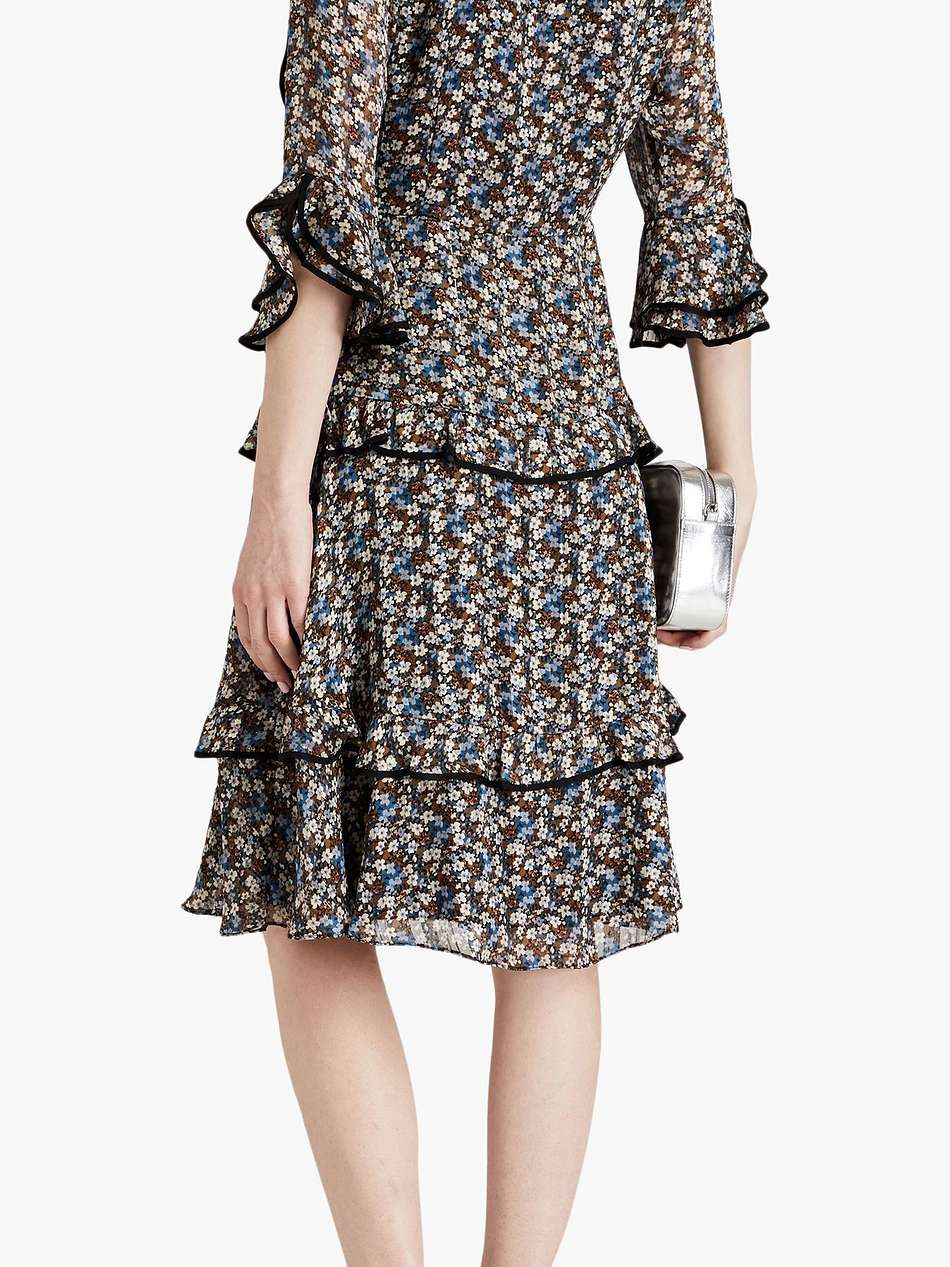 ruffled floral-print jacquard dress