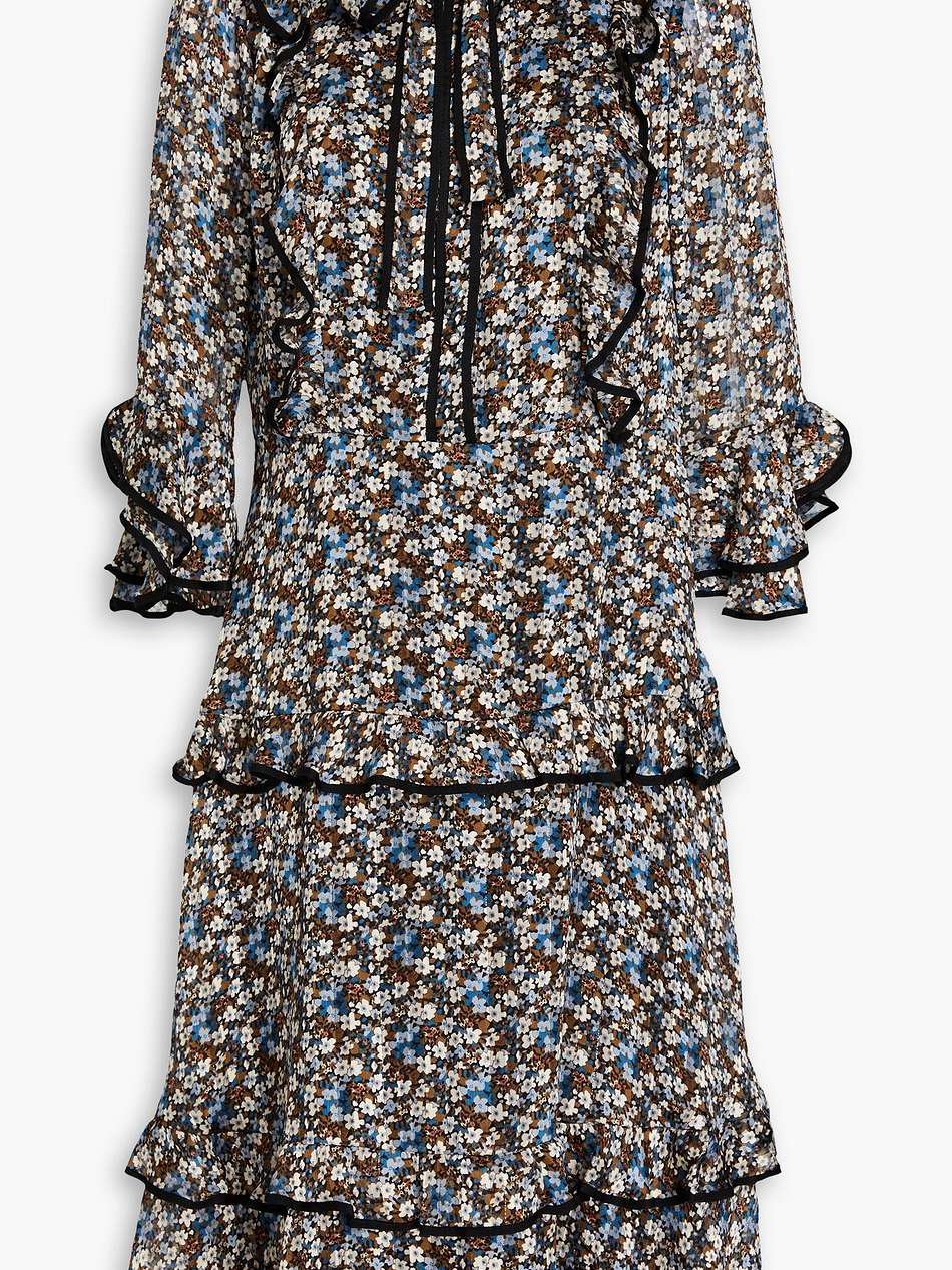 ruffled floral-print jacquard dress