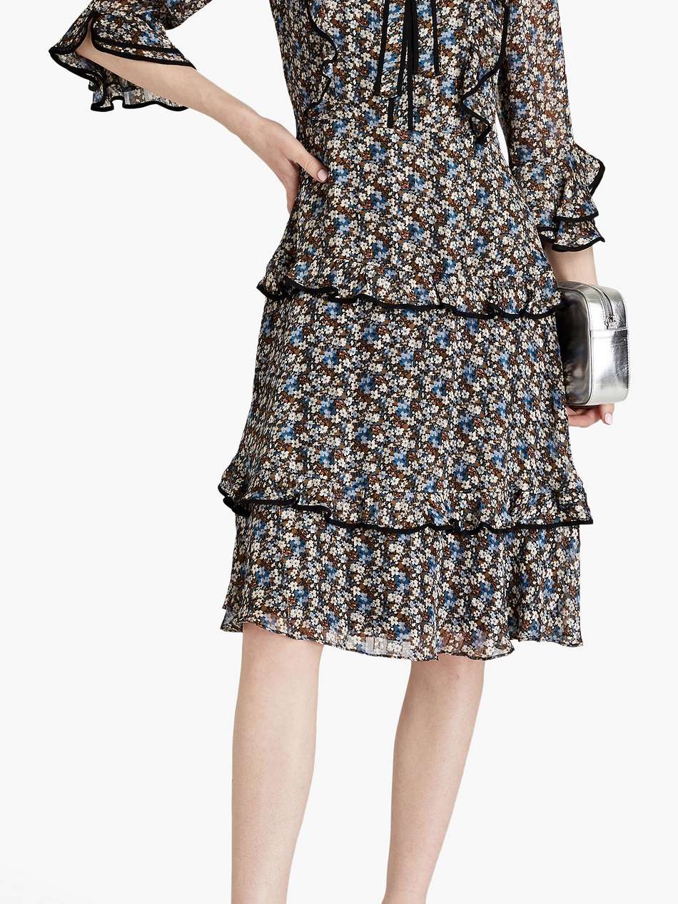 ruffled floral-print jacquard dress