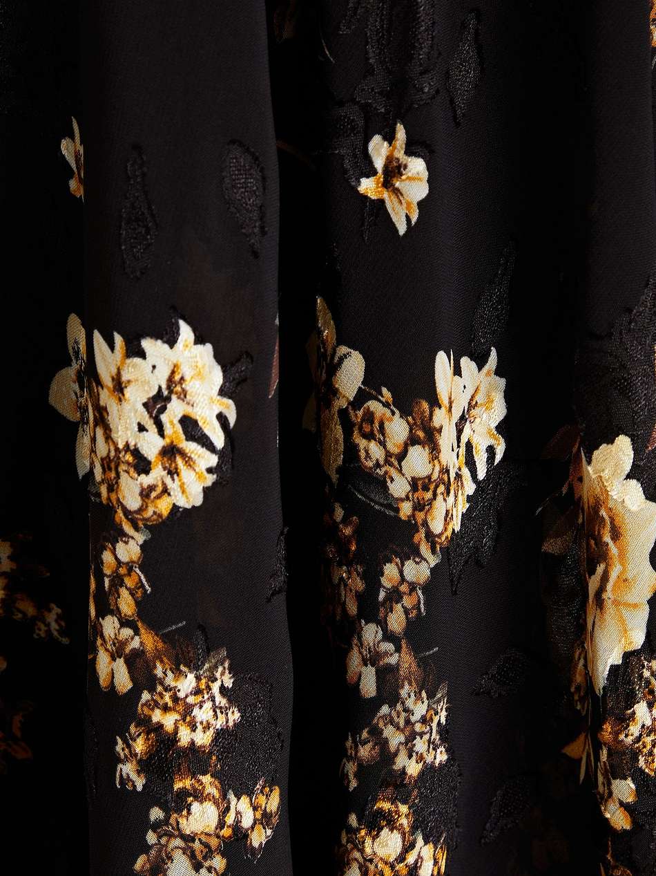 pintucked floral-print fil coupé chiffon dress