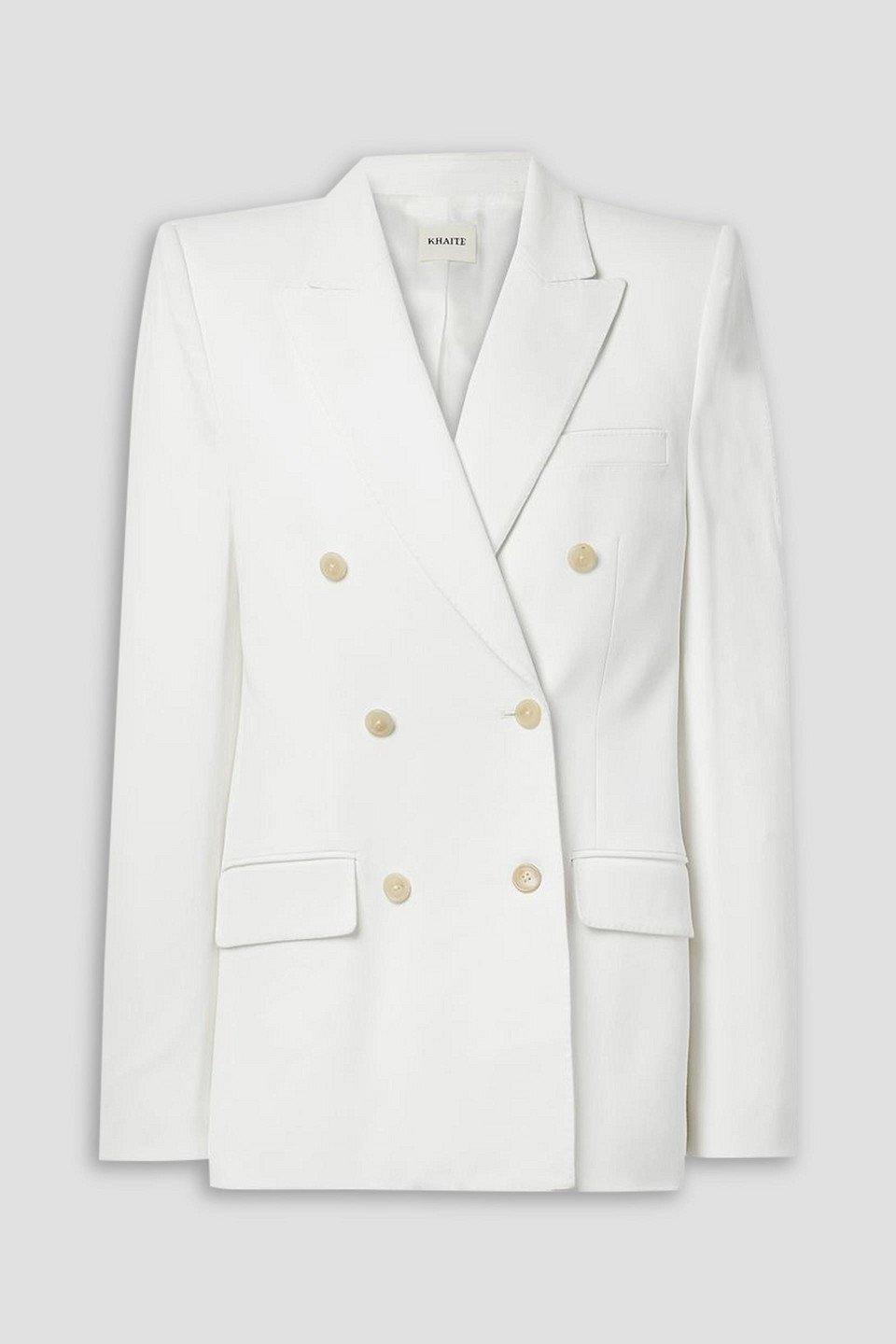 Khaite Nathan Double-breasted Twill Blazer In Ivory