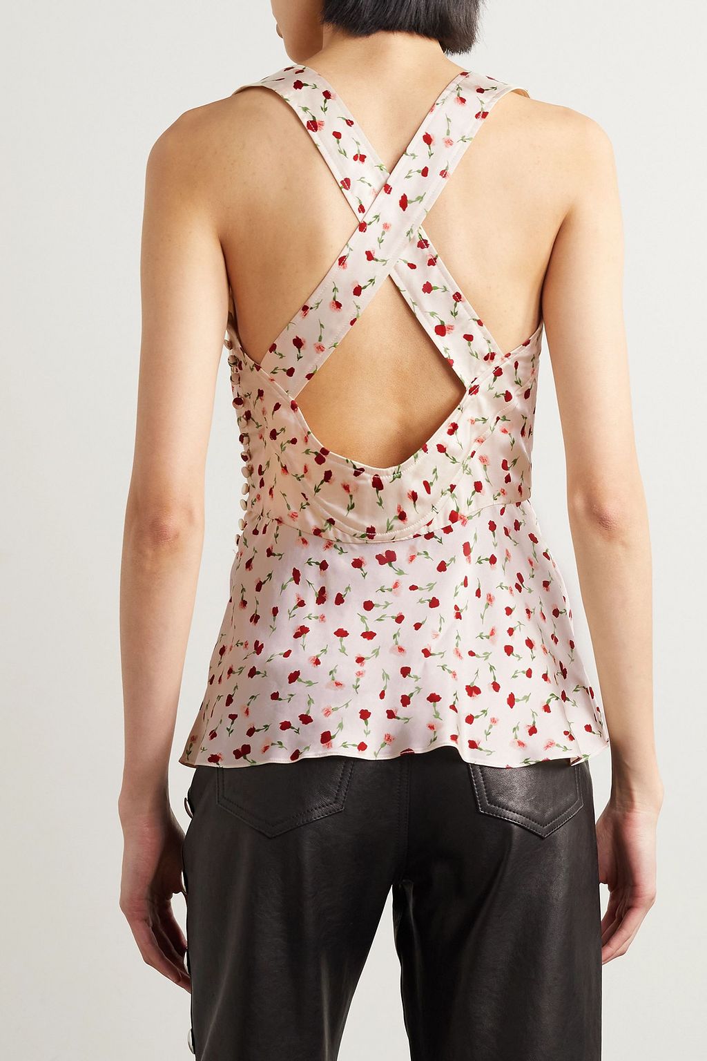 KHAITE Oli wrap-effect satin tank