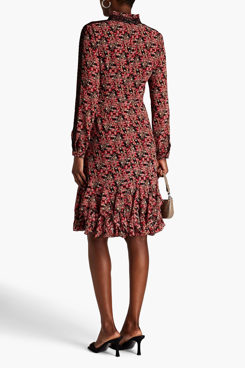 MIKAEL AGHAL Kleid aus Chiffon mit floralem Print und Rüschen