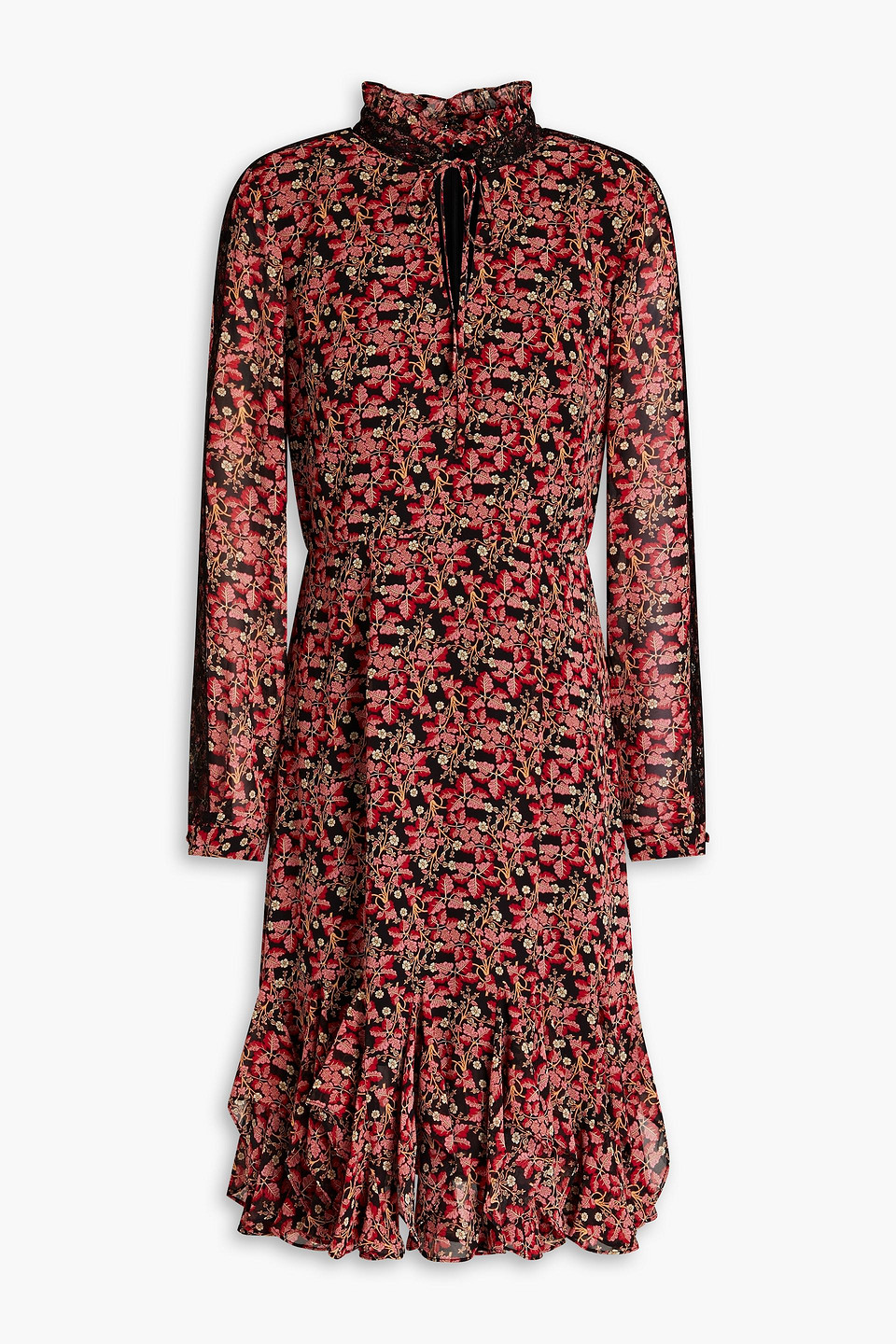 Mikael Aghal Ruffled floral-print chiffon dress