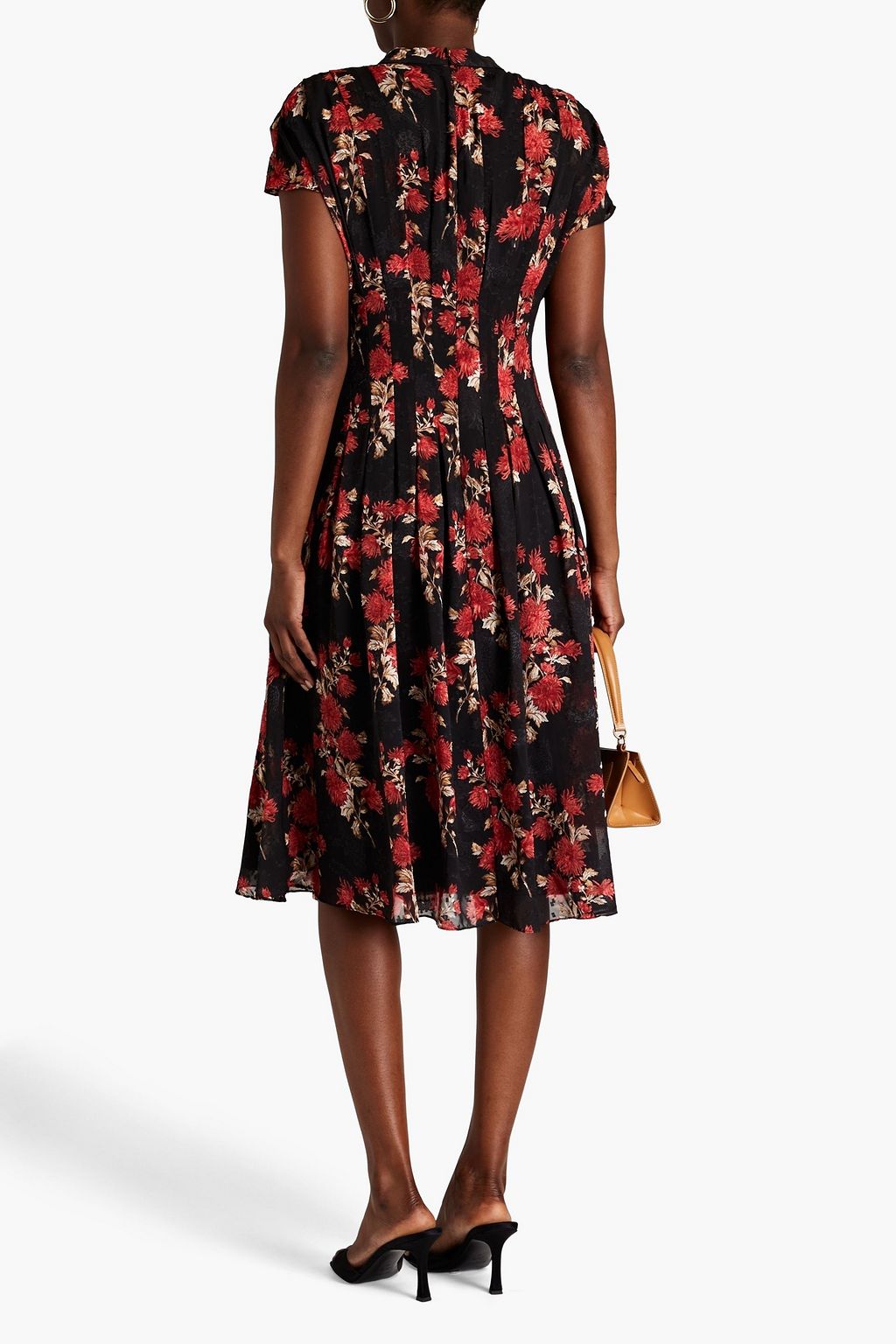 MIKAEL AGHAL Pleated floral-print fil coupé chiffon midi dress