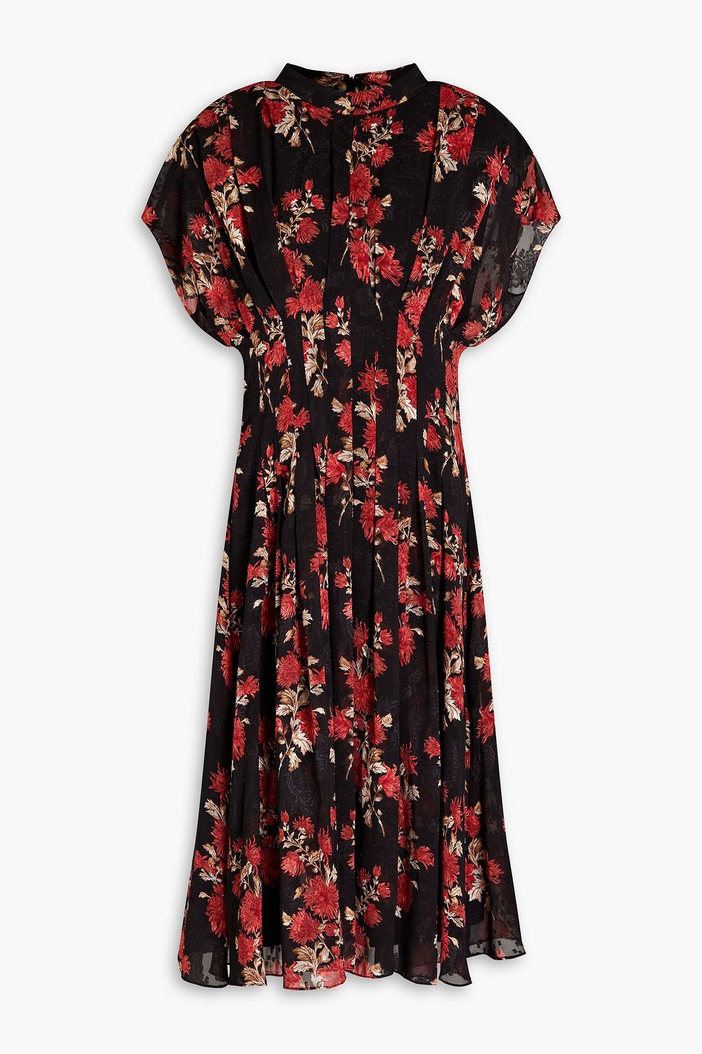 MIKAEL AGHAL Pleated floral-print fil coupé chiffon midi dress | THE OUTNET