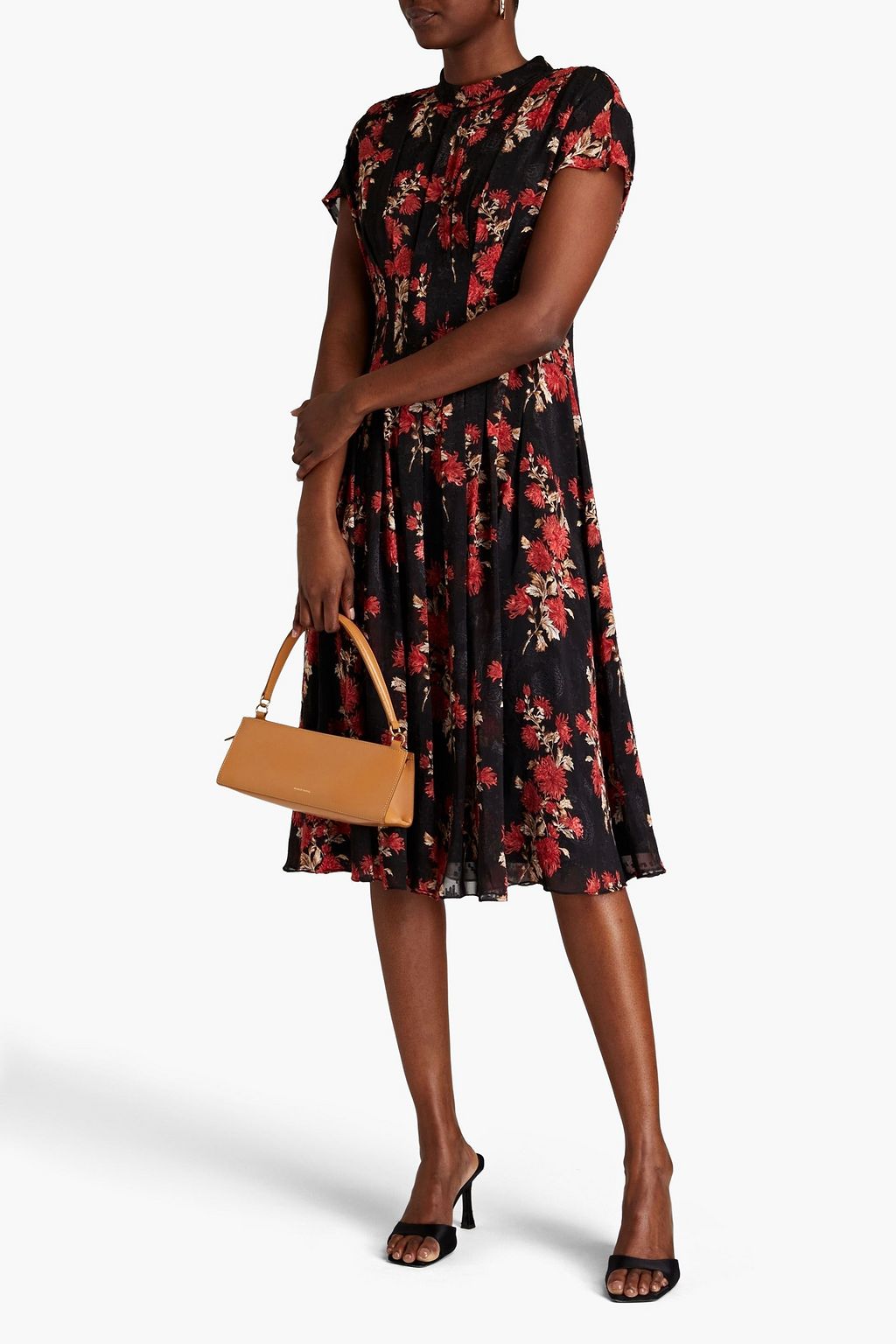 MIKAEL AGHAL Pleated floral-print fil coupé chiffon midi dress