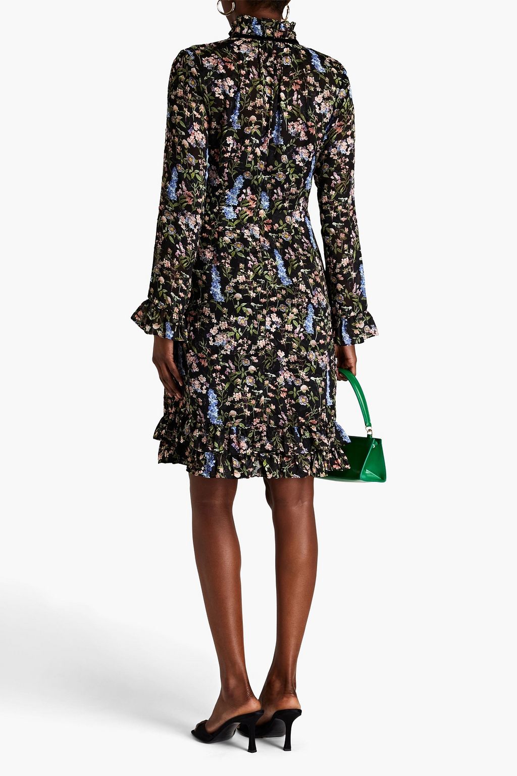 MIKAEL AGHAL Gathered floral-print fil coupé chiffon dress