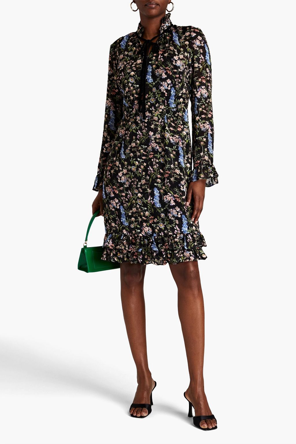MIKAEL AGHAL Gathered floral-print fil coupé chiffon dress