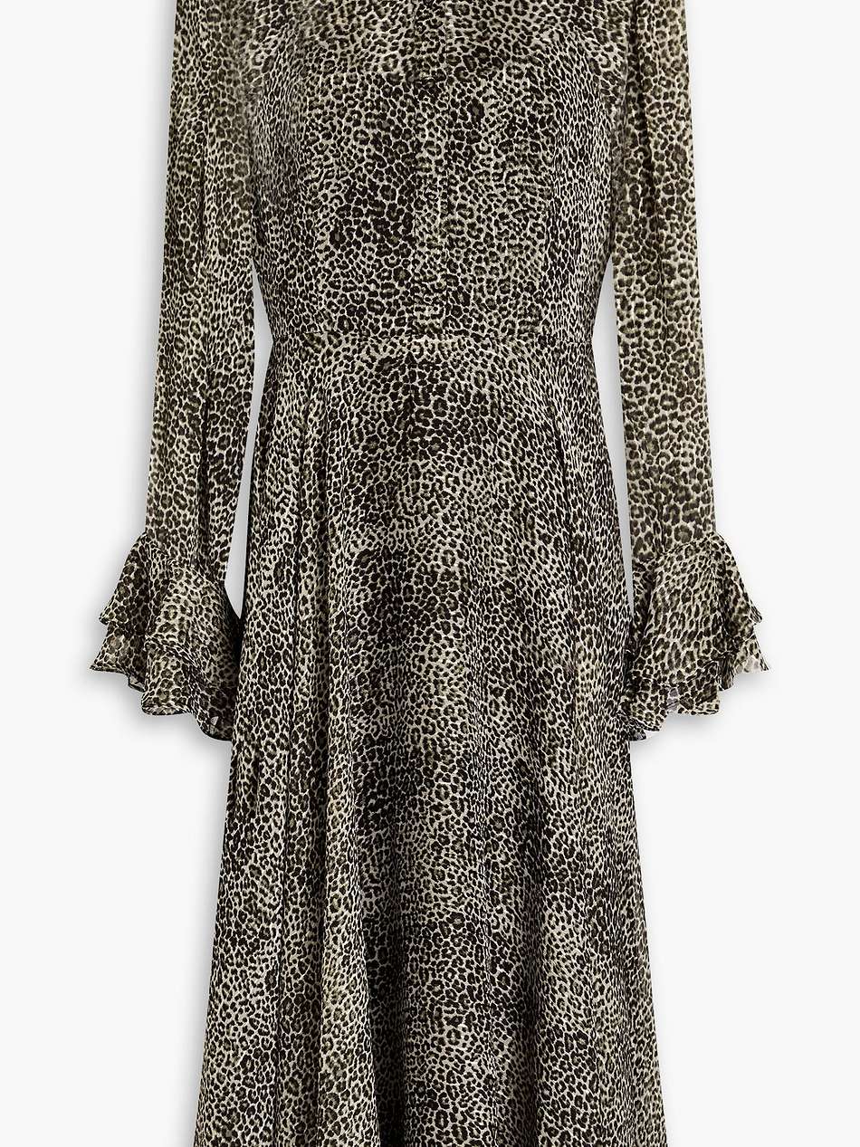 leopard-print jacquard midi dress