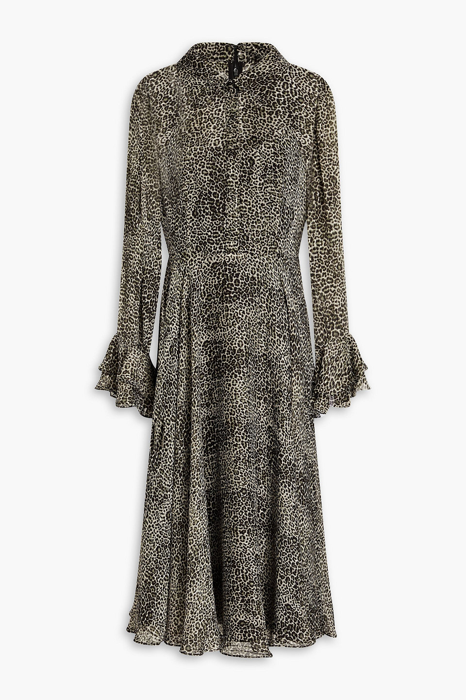 Mikael Aghal Leopard-print jacquard midi dress