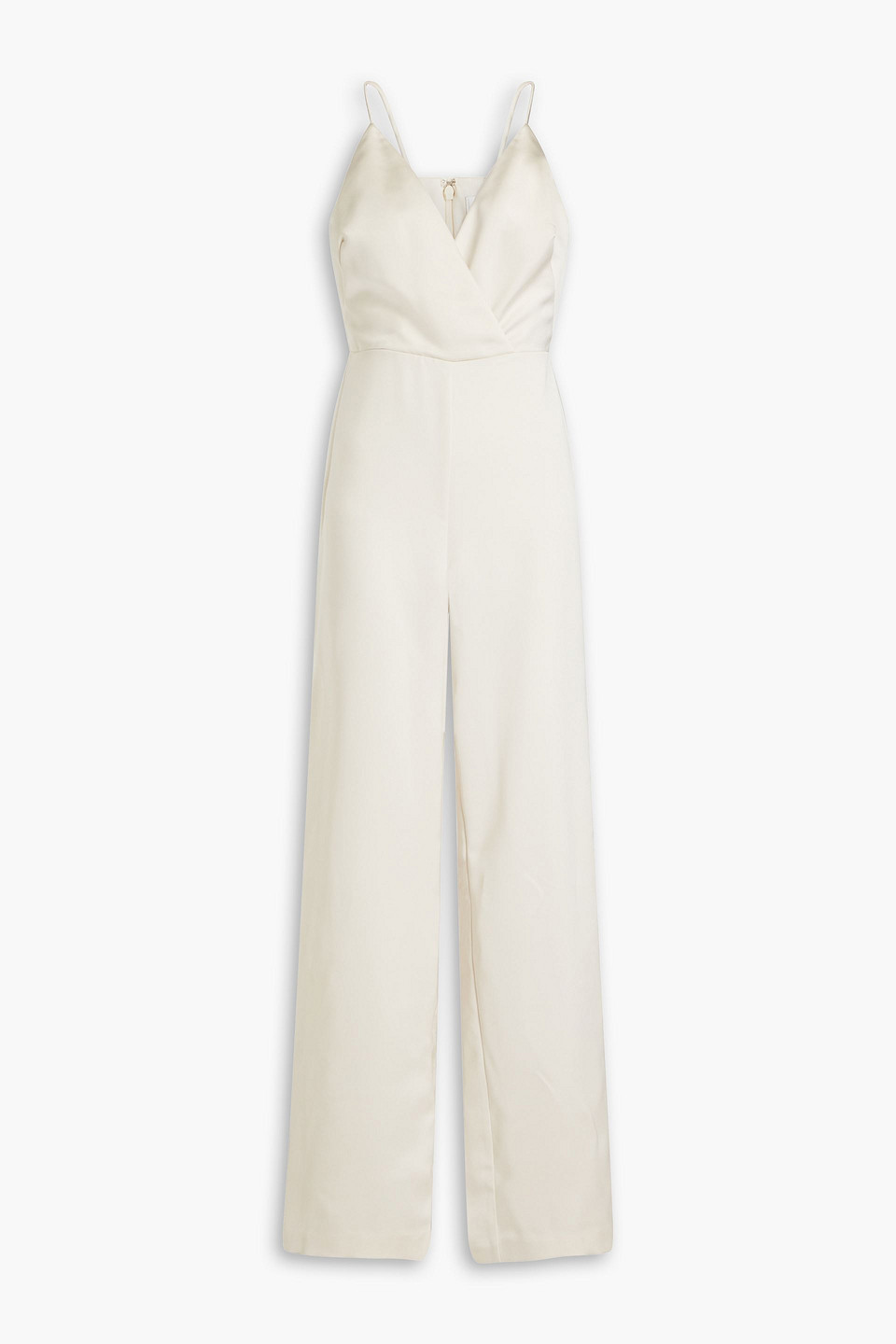 ml Monique Lhuillier Satin-crepe Wide-leg Jumpsuit In White