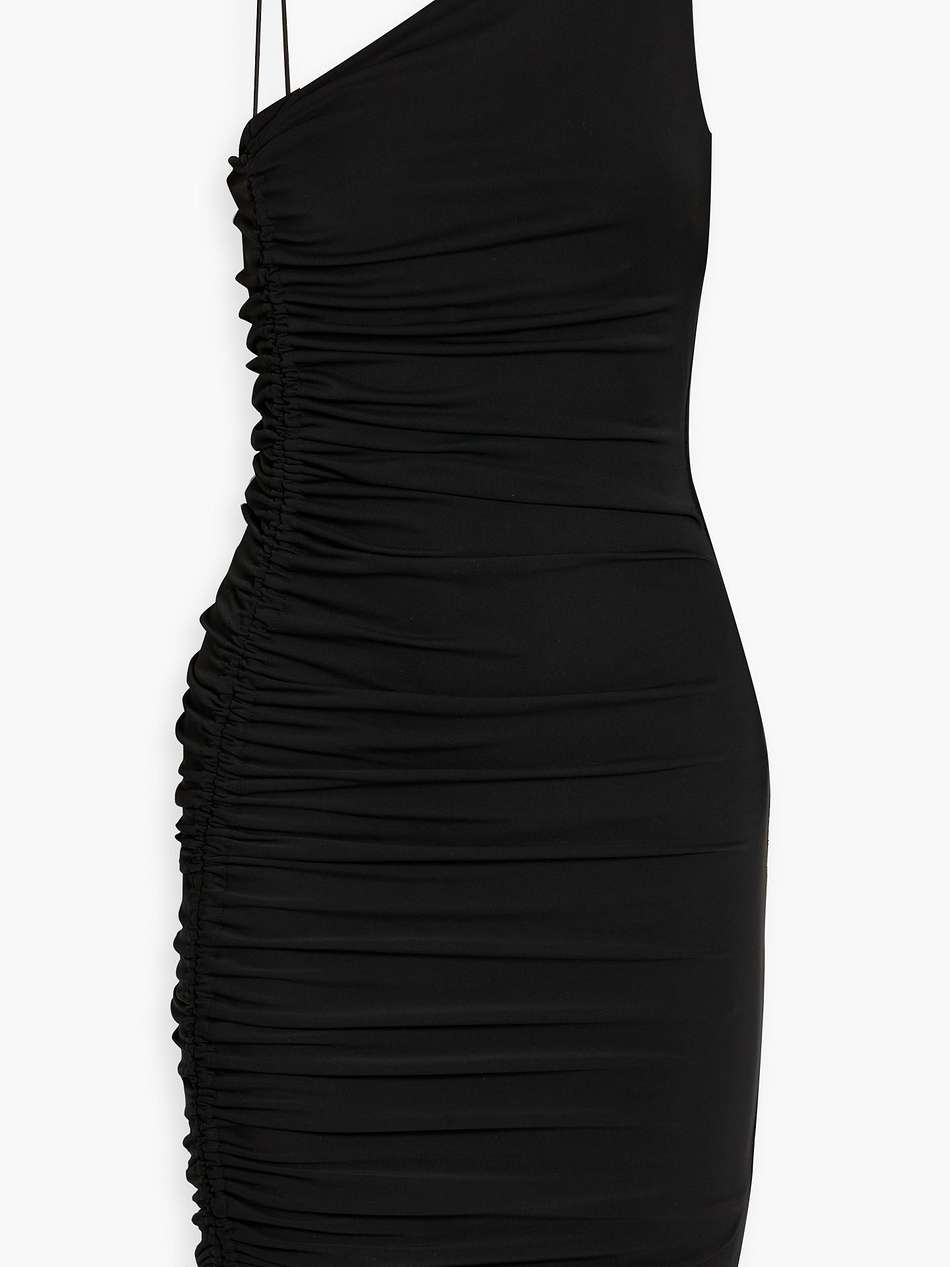 binnie asymmetric ruched jersey mini dress