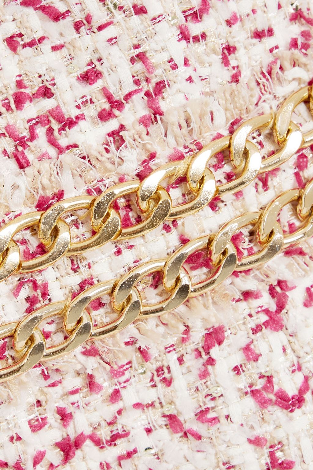 ALICE + OLIVIA فستان قصير «إليس» من التويد بحواف مزينة بسلسلة