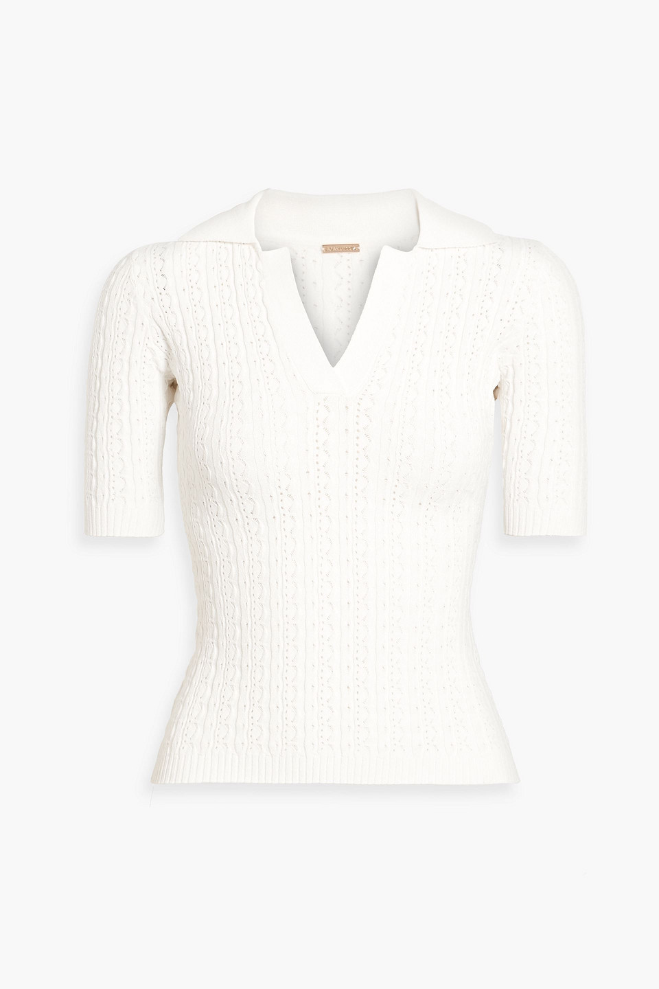 Adam Lippes Pointelle-knit Polo Shirt In Ivory