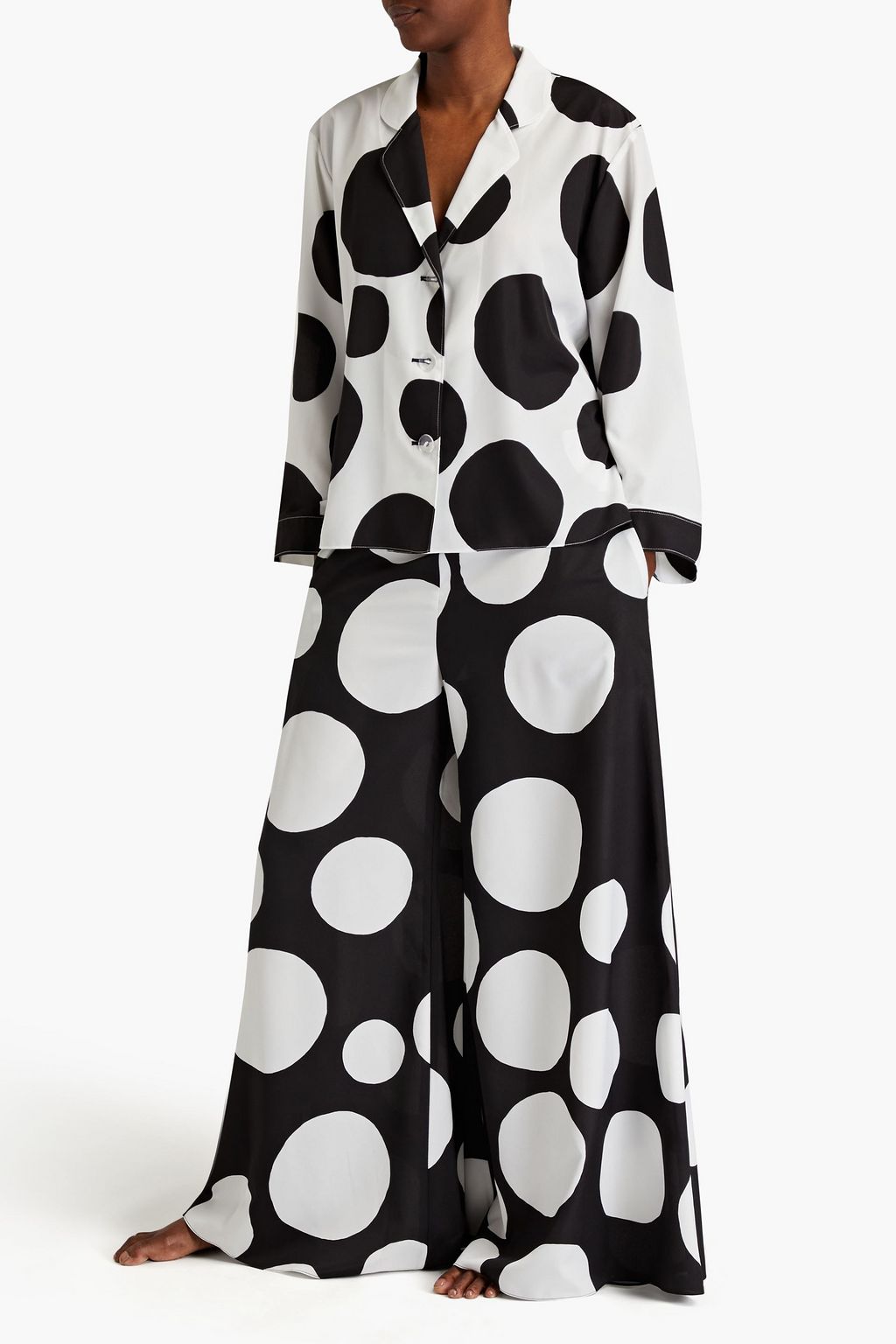 CAROLINA HERRERA シルククレープデシン パジャマセット ポルカドット