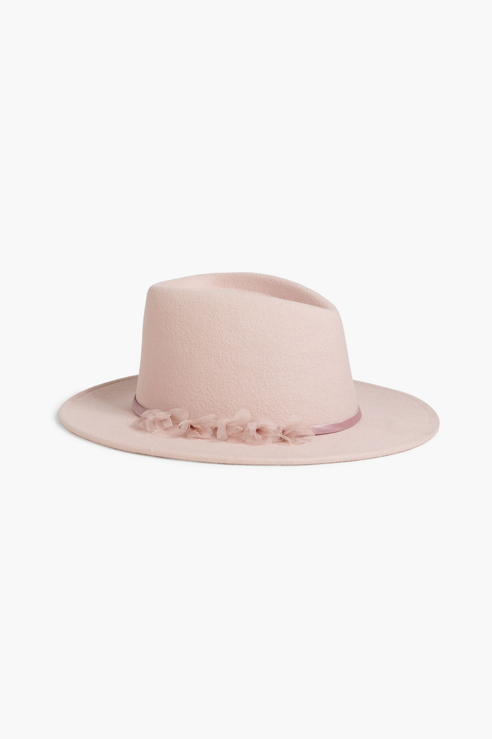 Eugenia Kim Blaine Floral-appliquéd Wool-felt Fedora In Blush