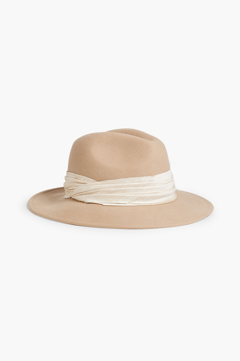 Shop Eugenia Kim Harlowe Silk-trimmed Wool-felt Fedora In Sand