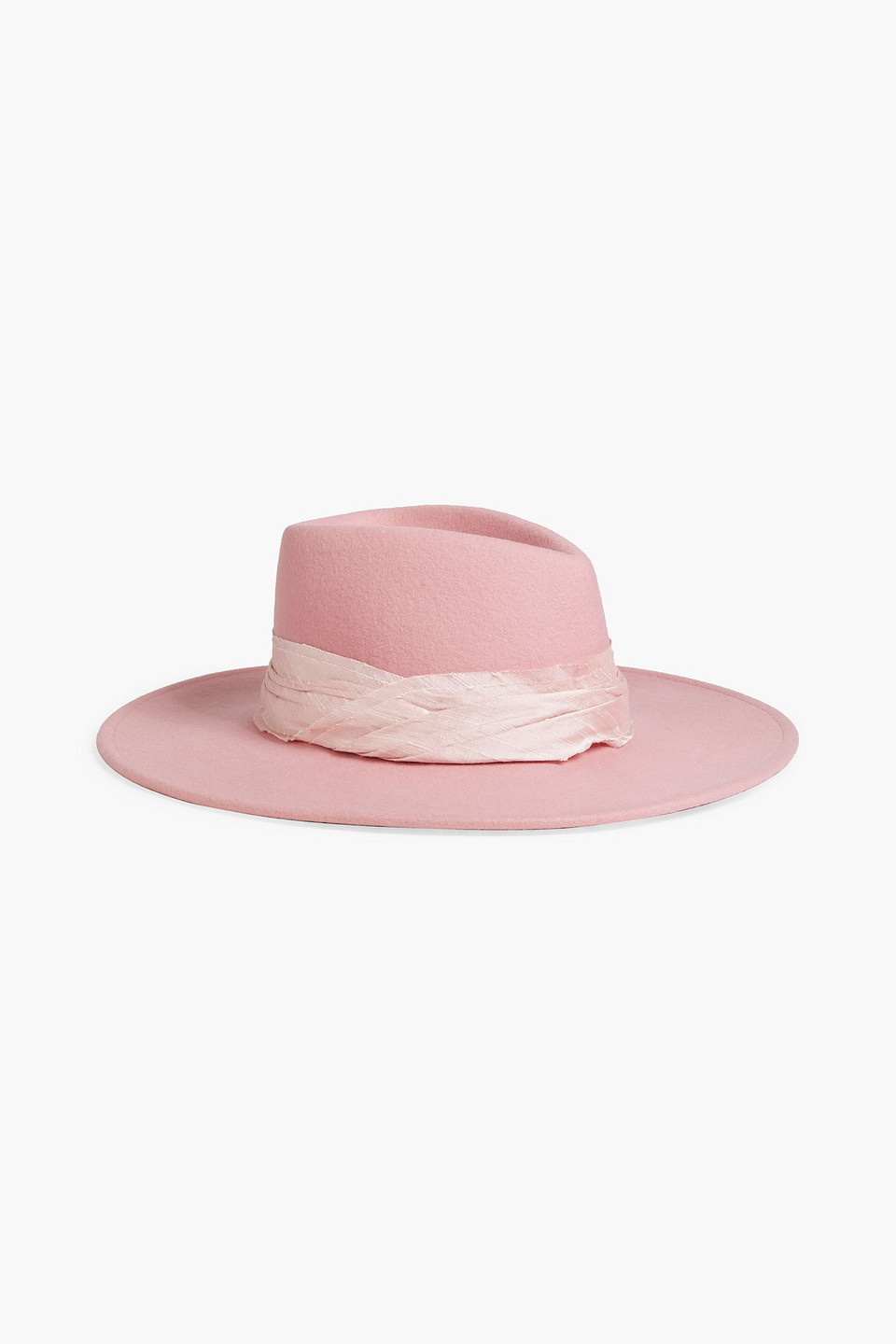 EUGENIA KIM HARLOWE SILK-TRIMMED WOOL-FELT FEDORA,3074457345634099154