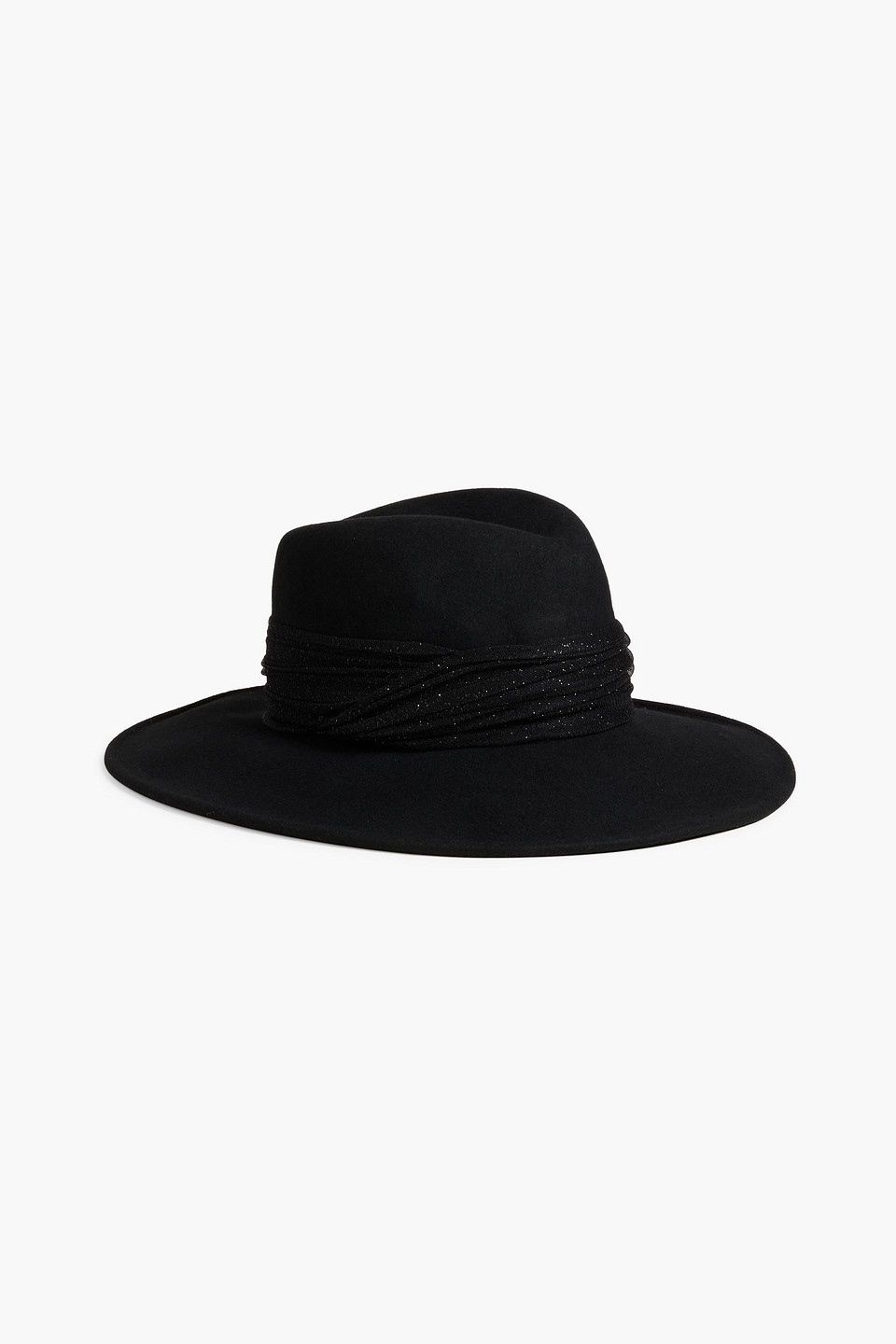 Harlowe tulle-trimmed wool-felt fedora