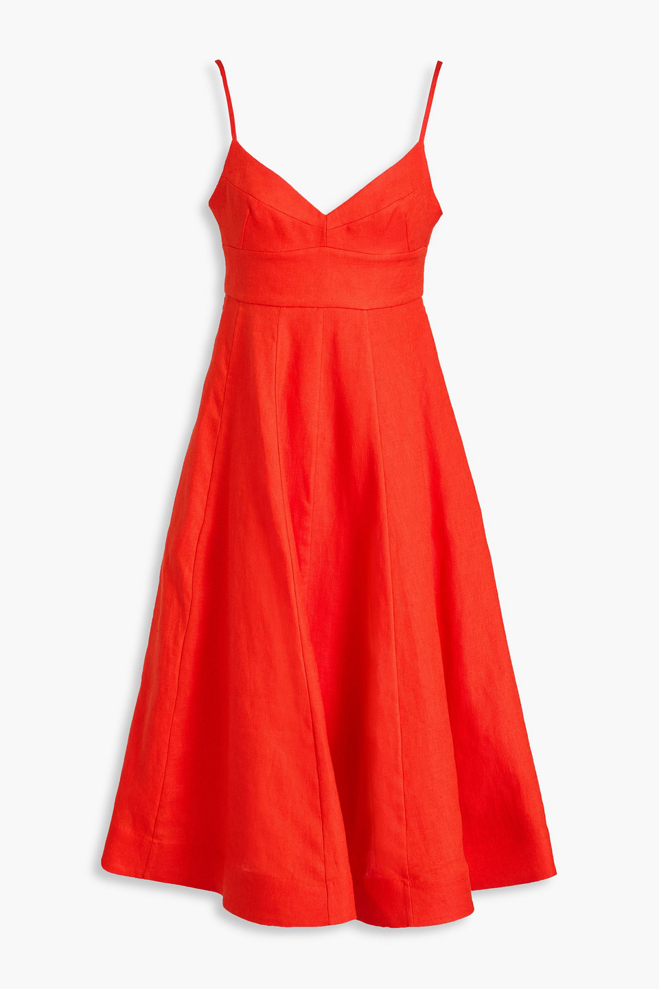 Zimmermann Linen Dress In Tomato Red