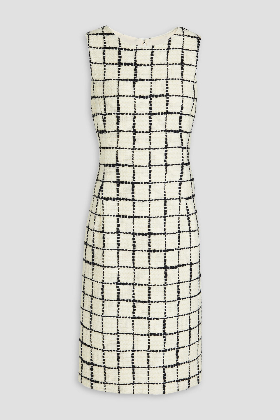 Oscar De La Renta Checked Wool-blend Tweed Dress In White