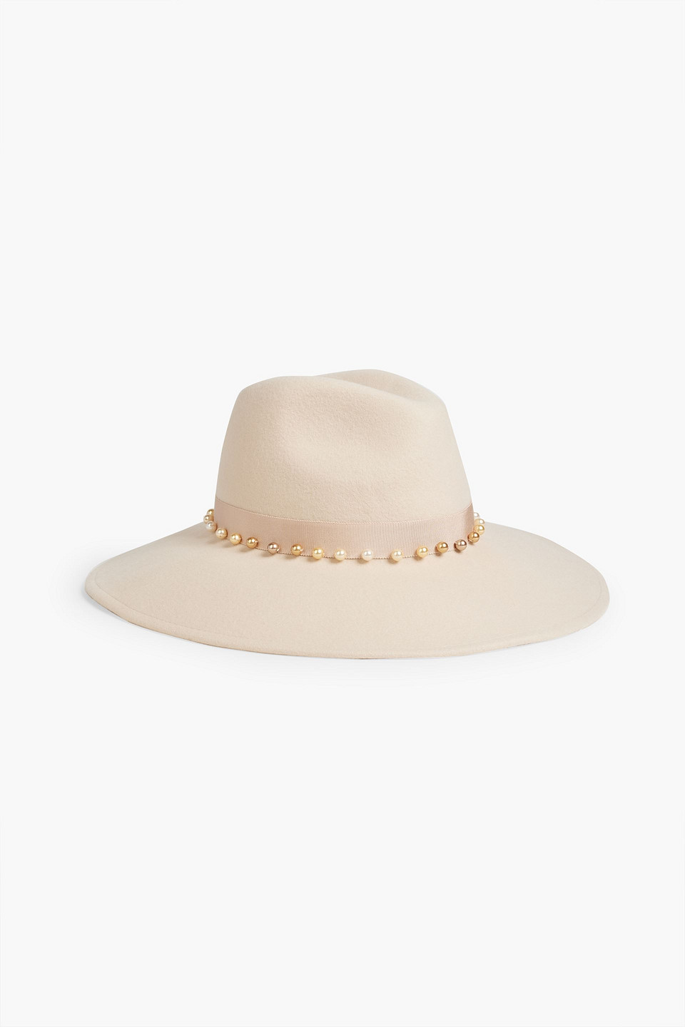 EUGENIA KIM EMMANUELLE FAUX PEARL-EMBELLISHED WOOL-FELT FEDORA,3074457345634101649