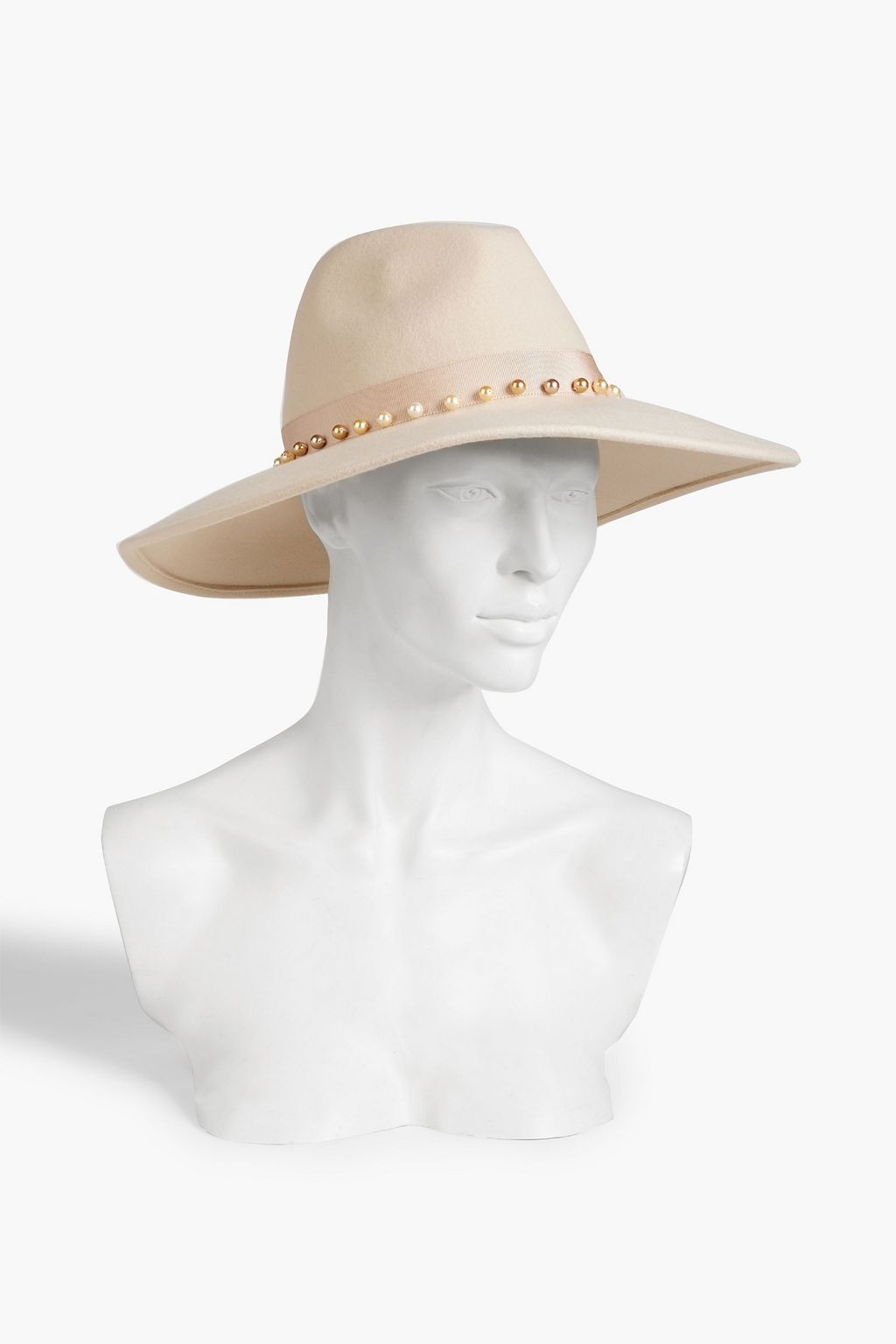 EUGENIA KIM Emmanuelle faux pearl-embellished wool-felt fedora