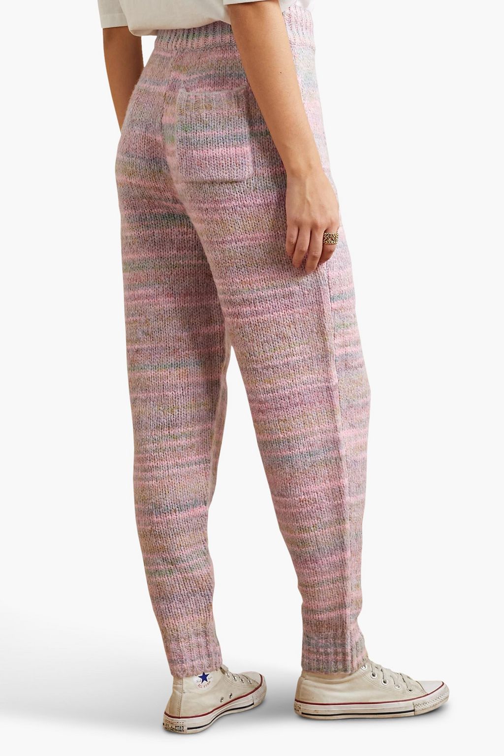 LOVESHACKFANCY Olvera striped knitted track pants