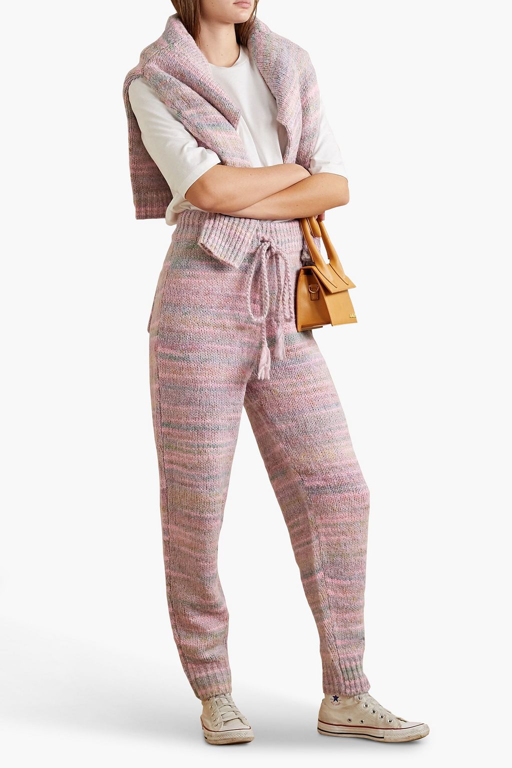 LOVESHACKFANCY Olvera striped knitted track pants