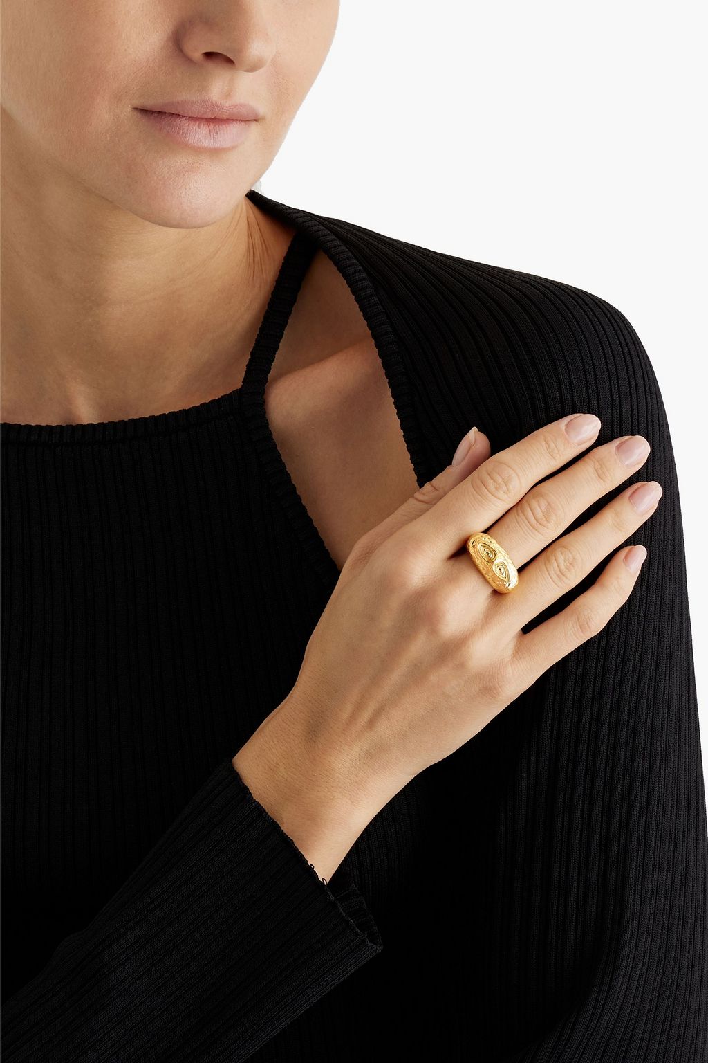 PAMELA LOVE Hammered gold-plated ring