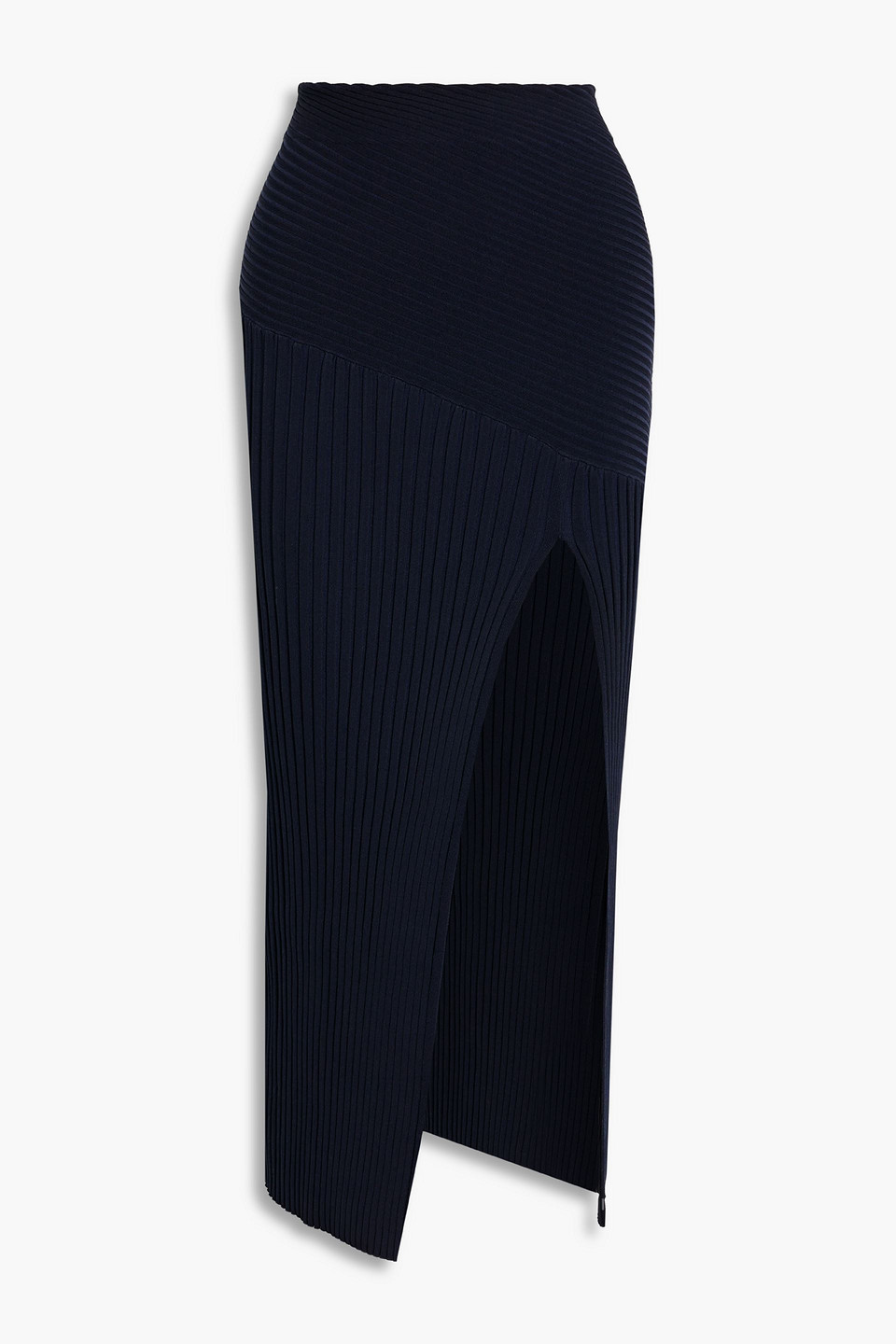 Nicholas Amelia Ribbed-knit Midi Skirt In Midnight Blue