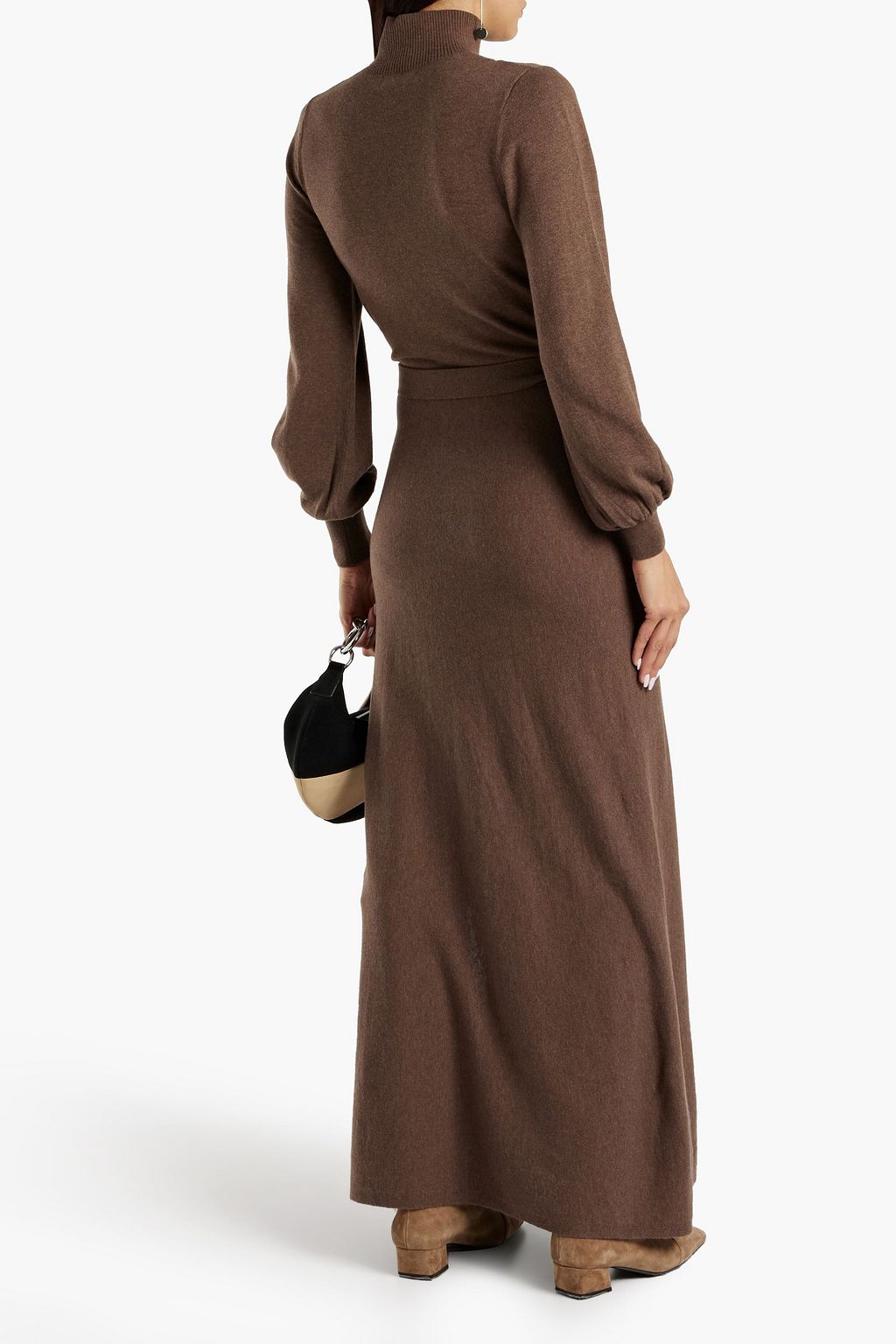 NICHOLAS Cutout wool and cotton-blend turtleneck maxi dress