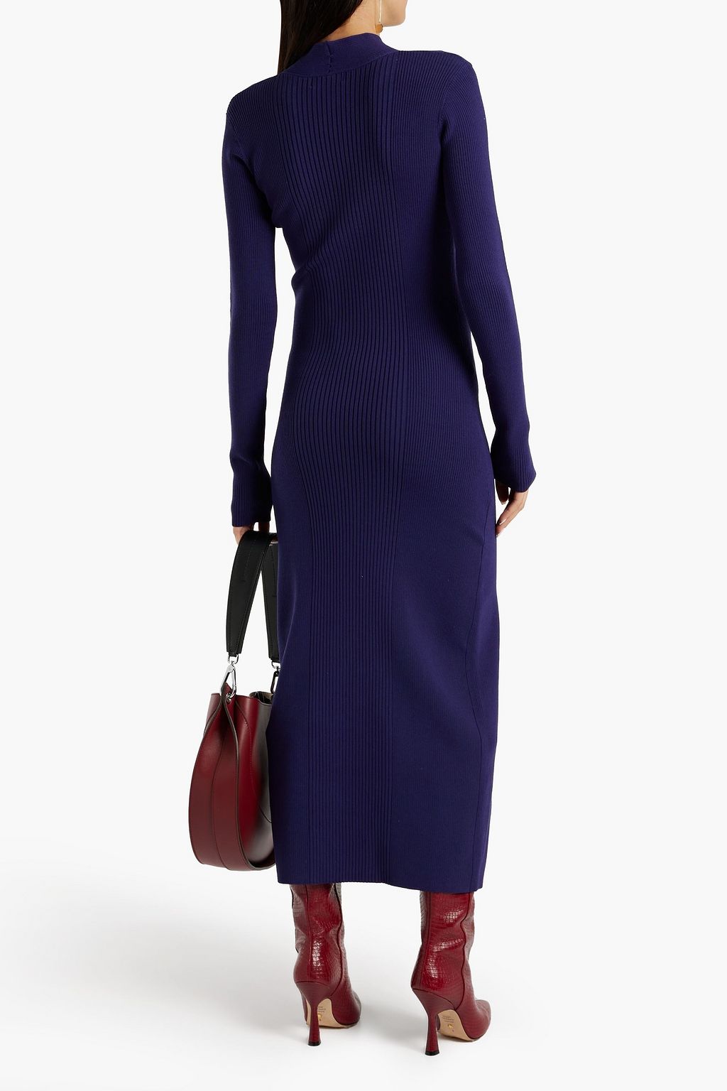 NICHOLAS Cutout twisted ribbed-knit midi dress