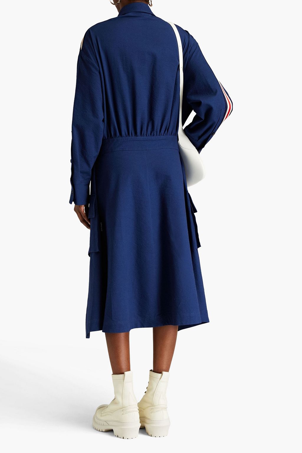 PALM ANGELS Mehrlagiges Hemdkleid in Midilänge aus Seersucker aus Stretch-Baumwolle