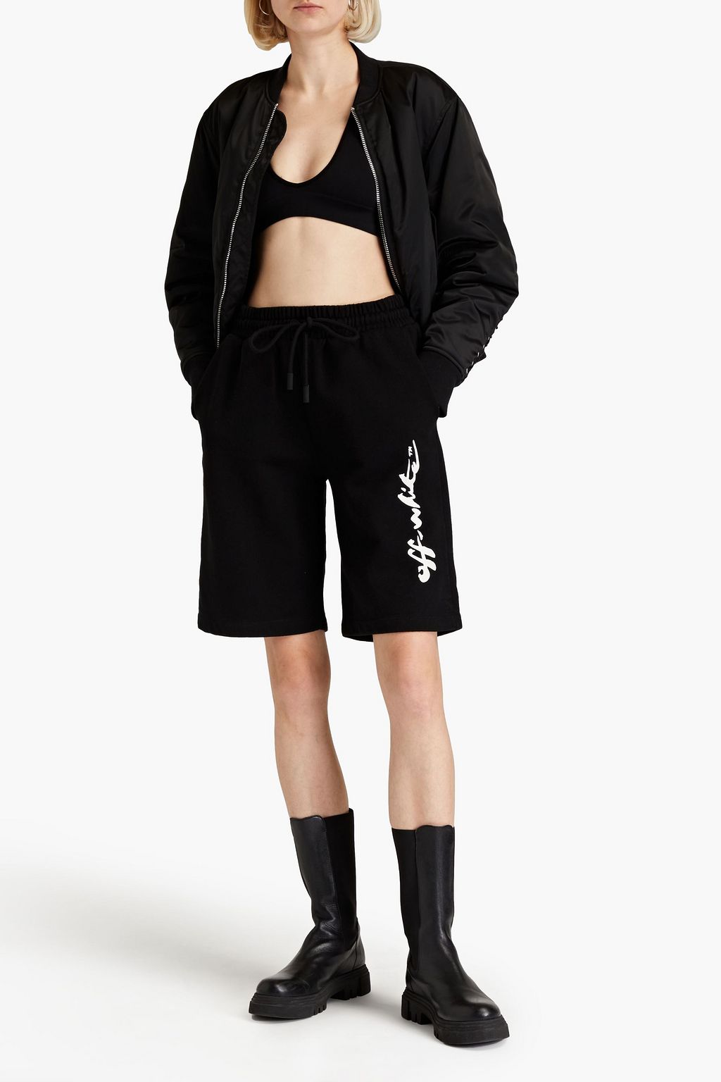 OFF-WHITE™ شورت من قماش تيري القطني الفرنسي مزين بطبعات