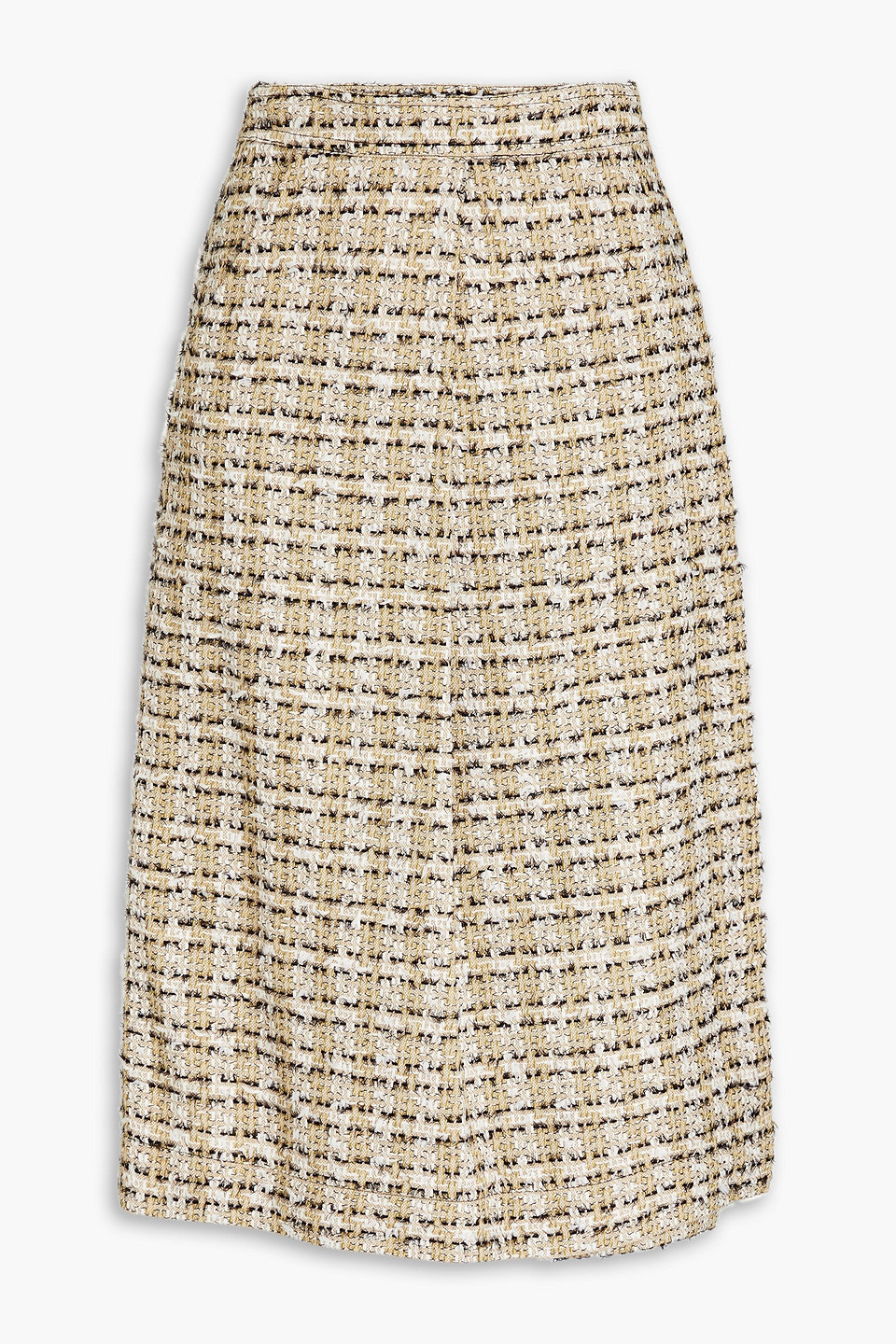 Victoria Beckham - Pleated fil coupé silk-tweed wrap skirt - Neutral - UK 4