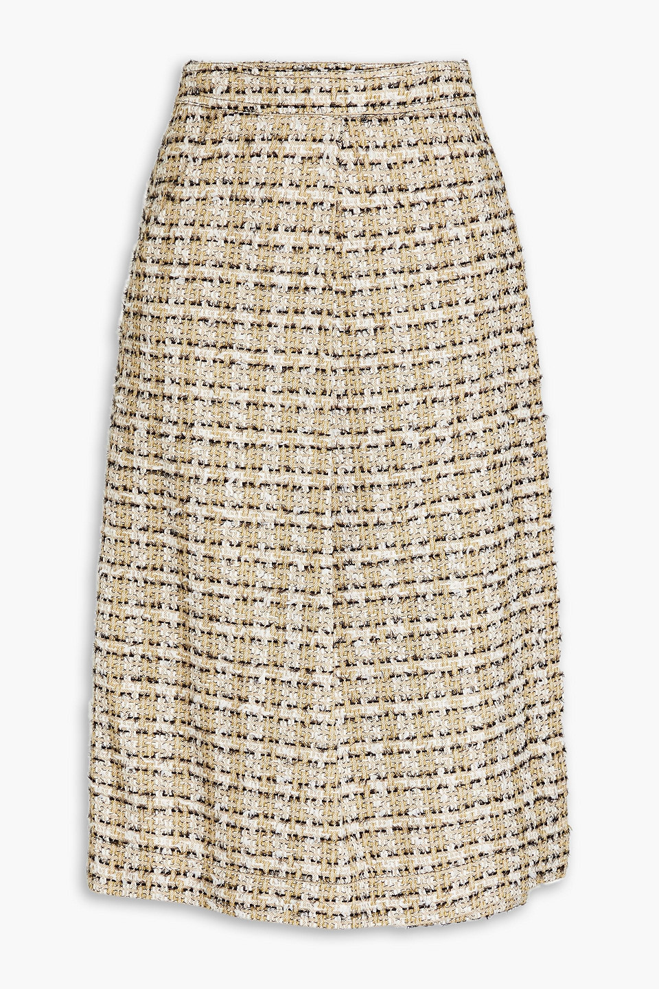 Pleated fil coupé silk-tweed wrap skirt