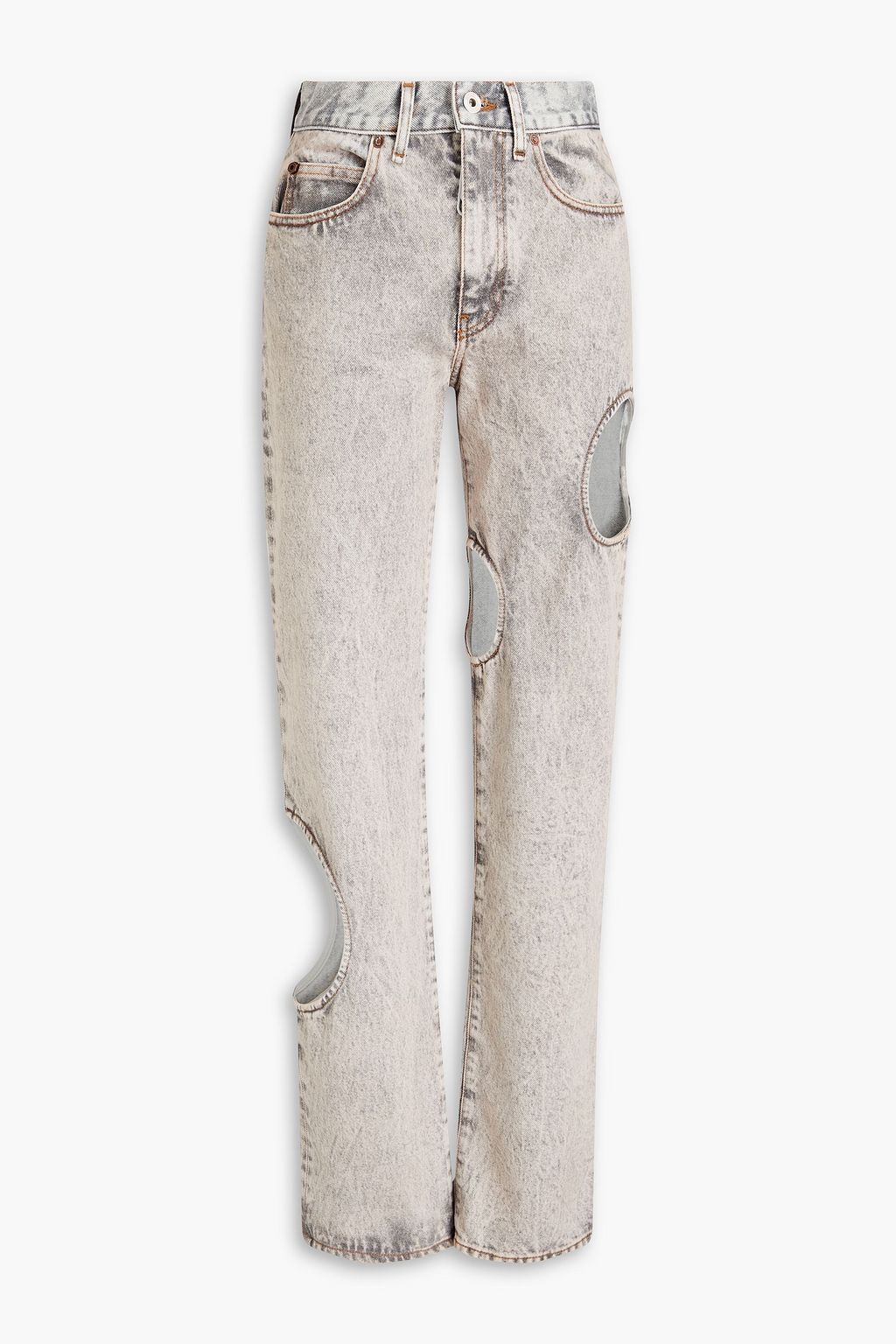 OFF-WHITE™ bleached mid-rise straight-leg jeans | Sale up to | THE OUTNET