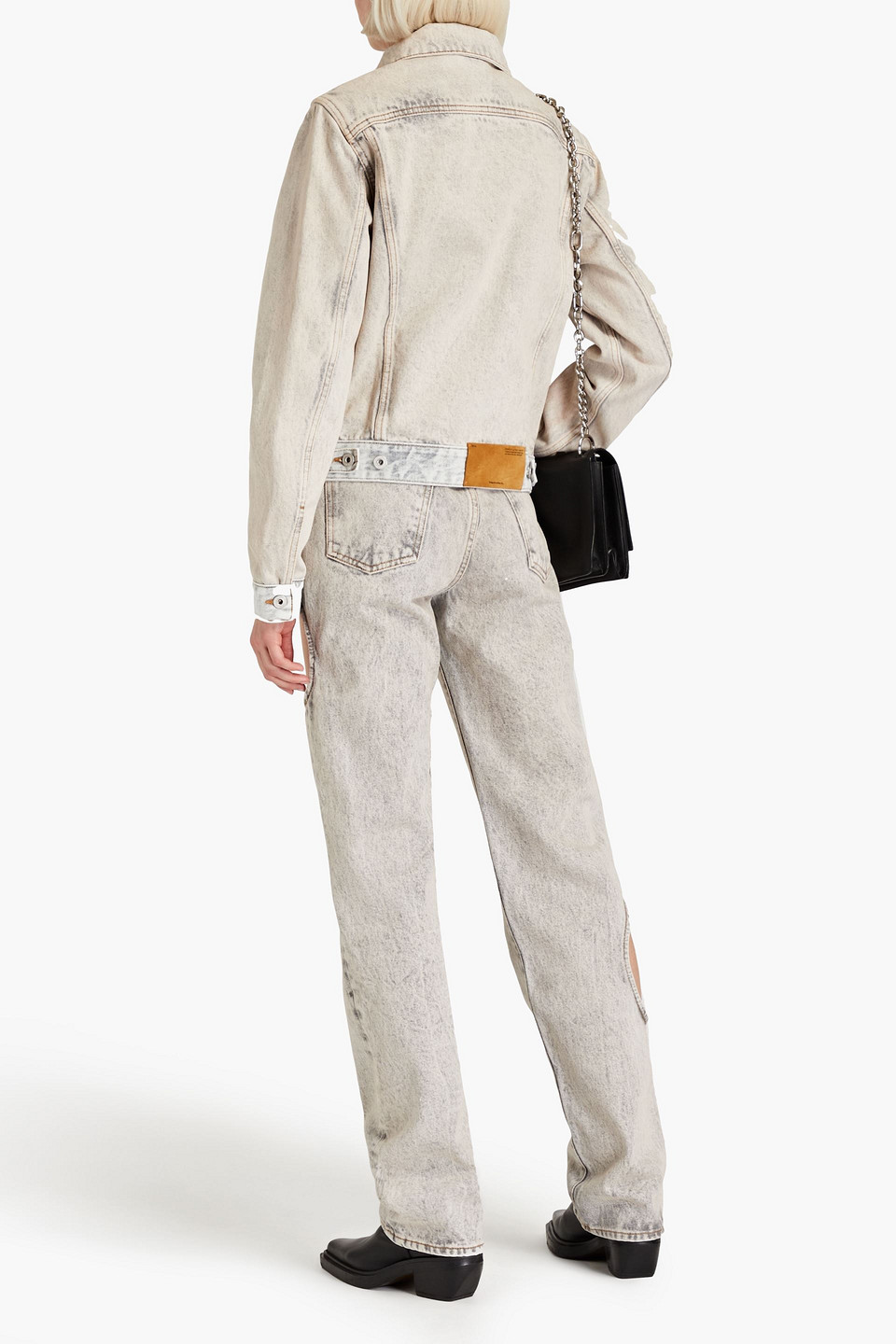  Off-white - Meteor Gebleichte Jeansjacke Mit Cut-outs - Grau - It 36 